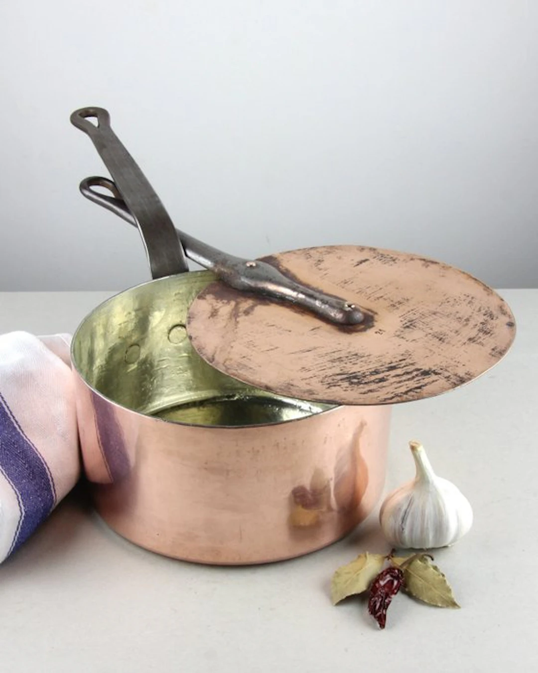 Saucepan - Ø20 cm - Copper, Tin - Antique