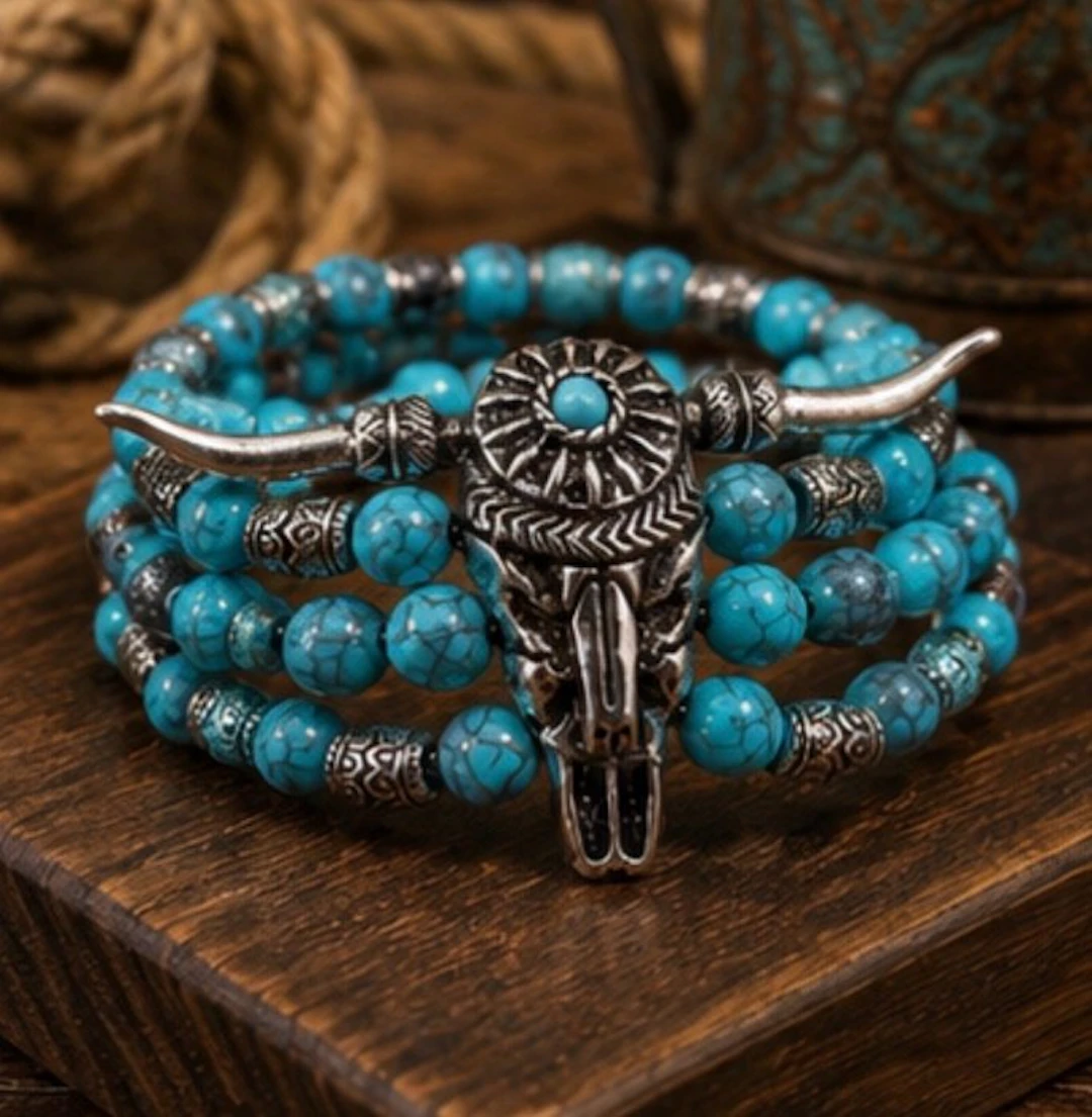 Striking Western Buffalo Turquoise wrap bracelet - Bracelet