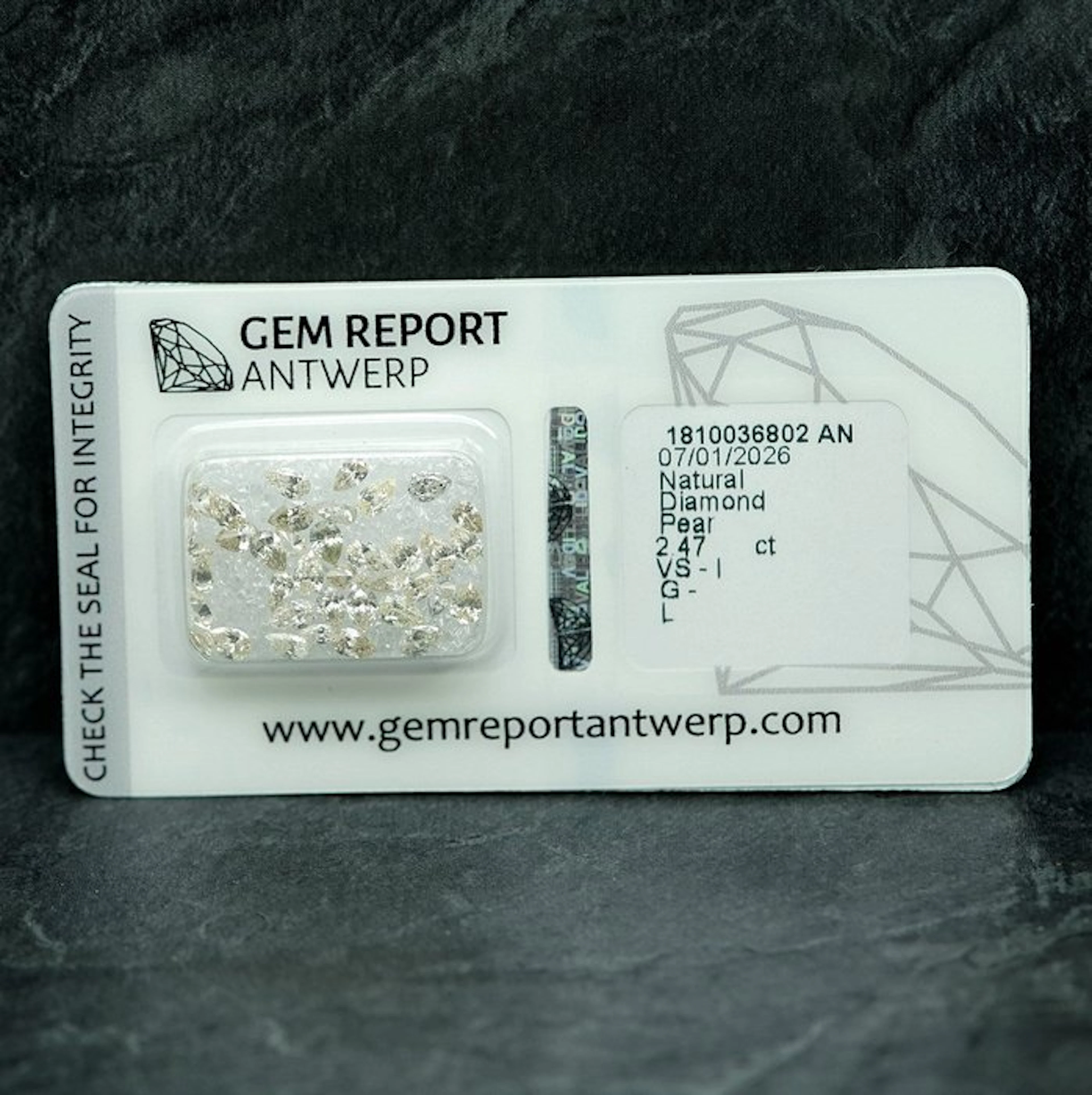 38 pcs Diamond (Natural) - 2.47 ct - Pear - G