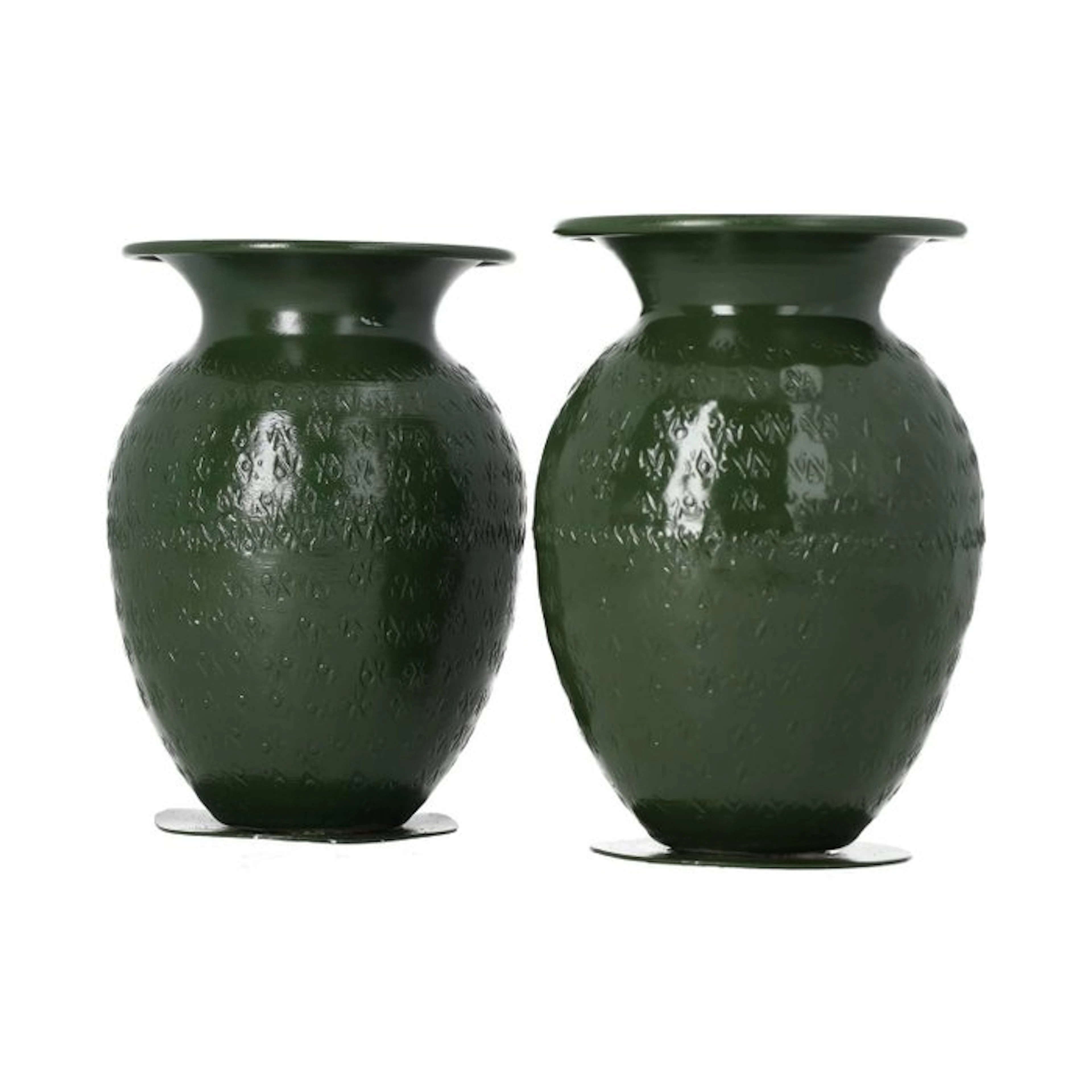 Vase - Glass - Set of small green vases