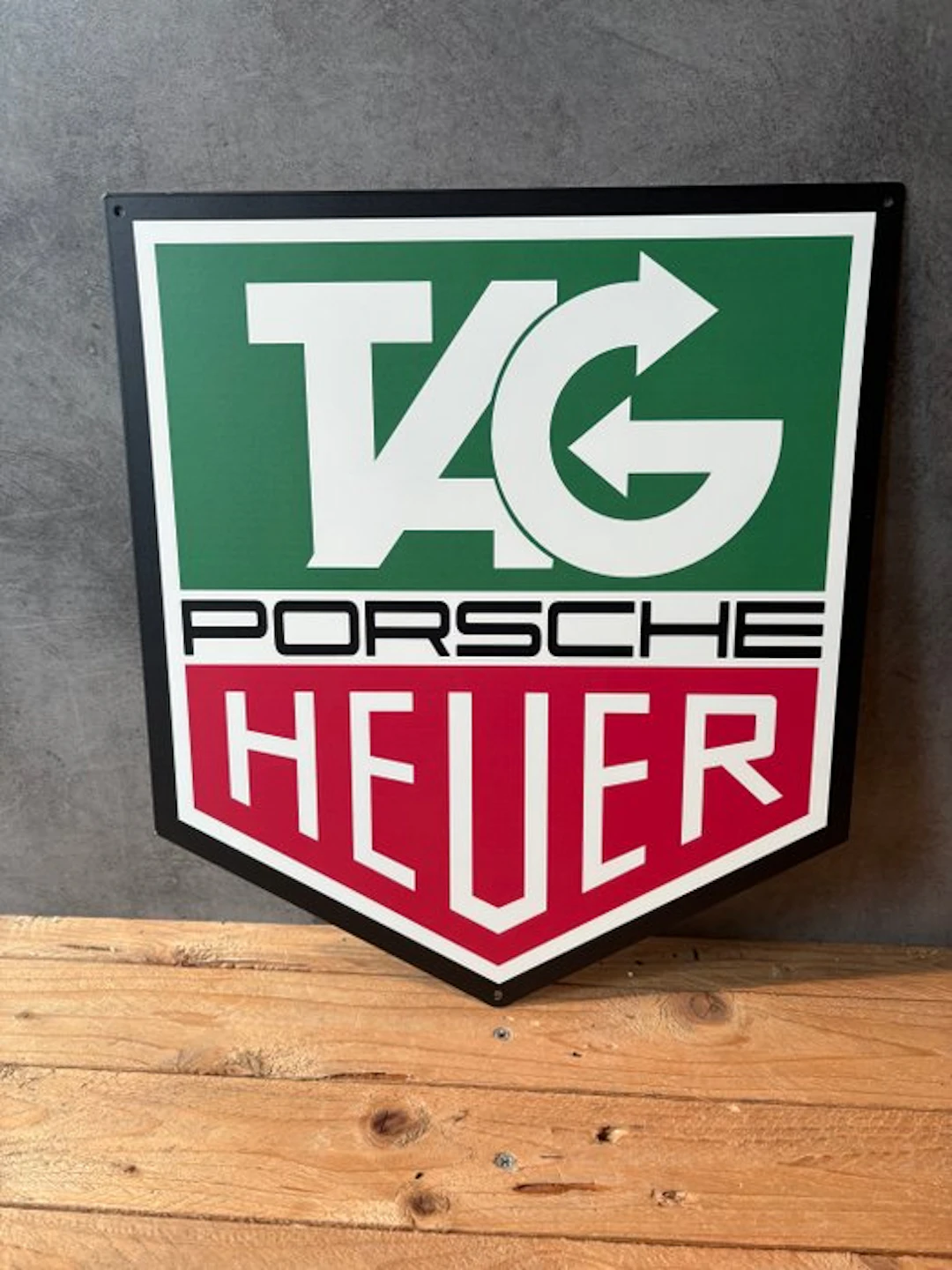 Magnificent Porsche Tag Heuer emblem - Metal plaque - 40cm x 35cm