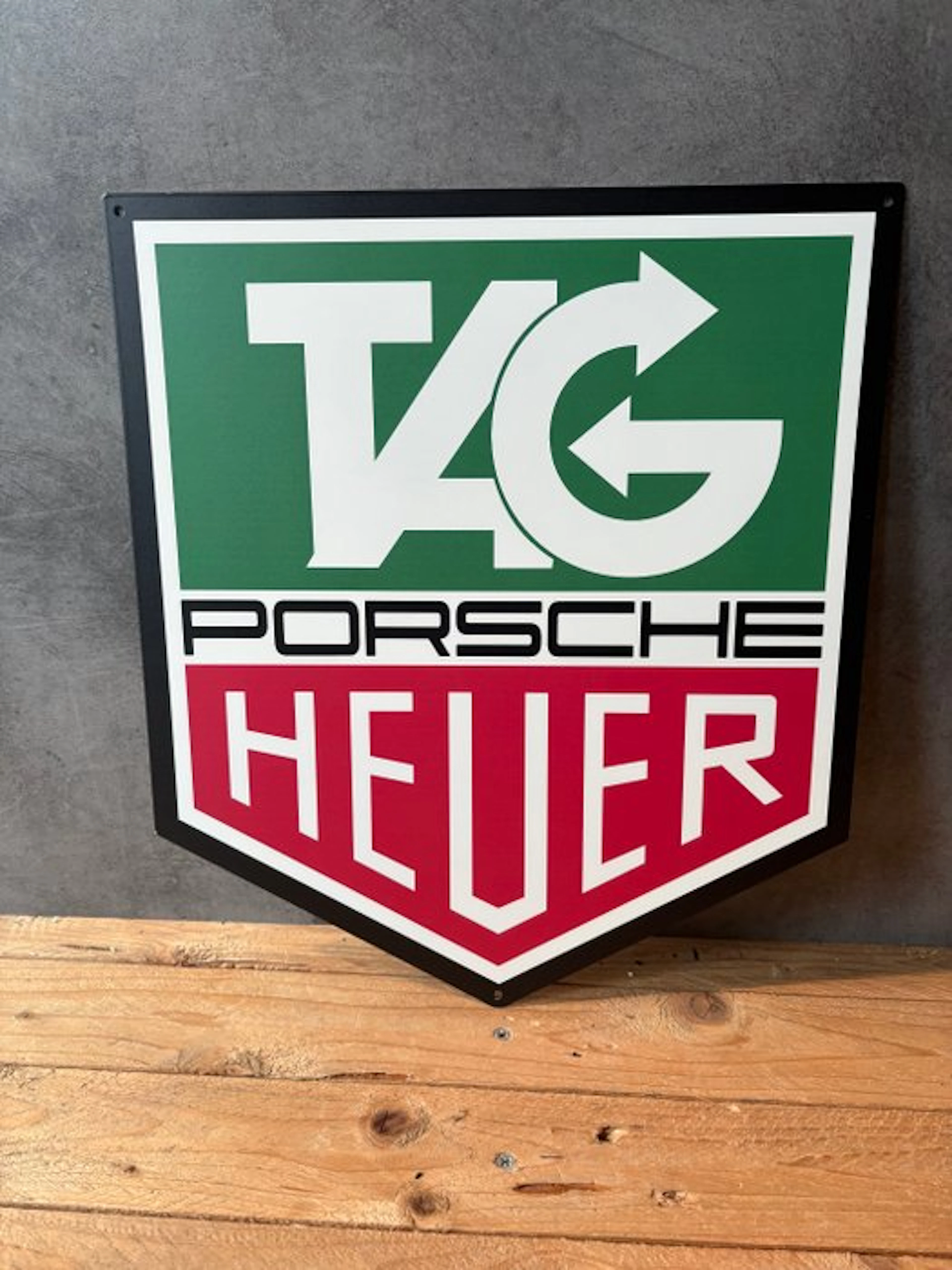 Magnificent Porsche Tag Heuer emblem - Metal plaque - 40cm x 35cm