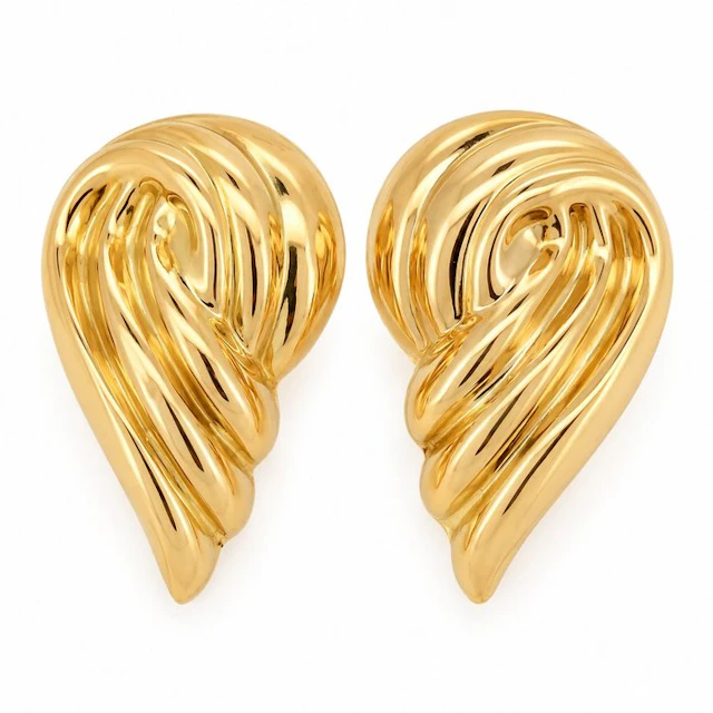 Earrings - 18 kt. Yellow gold - Made in Italy - Handmade