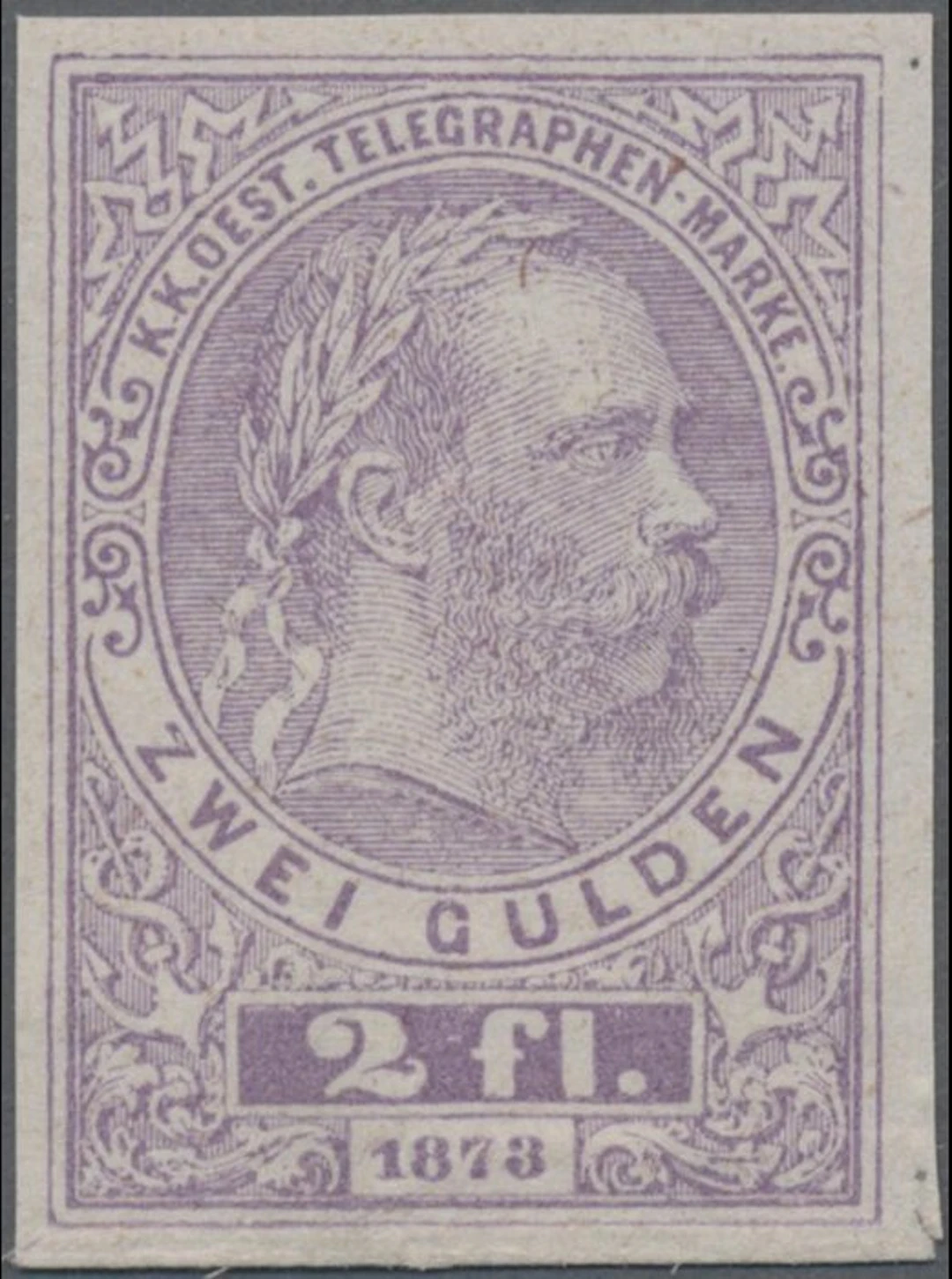 Austria 1873 - Telegraaf: 2Fl Emperor Franz untested...