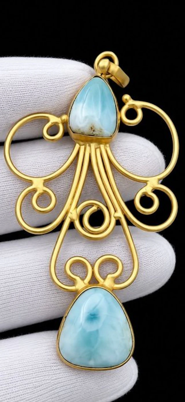Natural Larimar Pendant - 7 Energy Currents - Pendant - Pendant