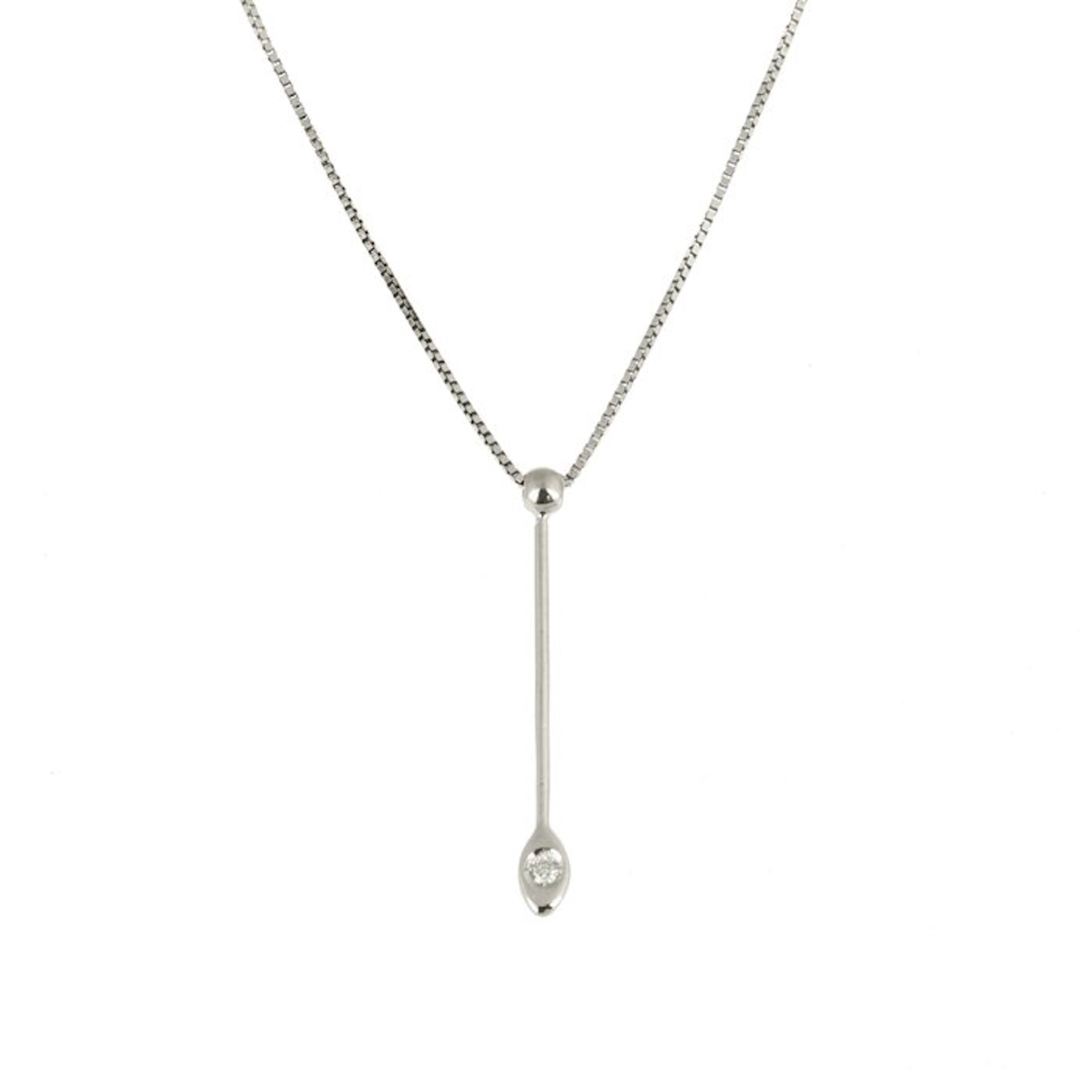 Necklace with pendant - 18 kt. White gold Diamond (Natural)