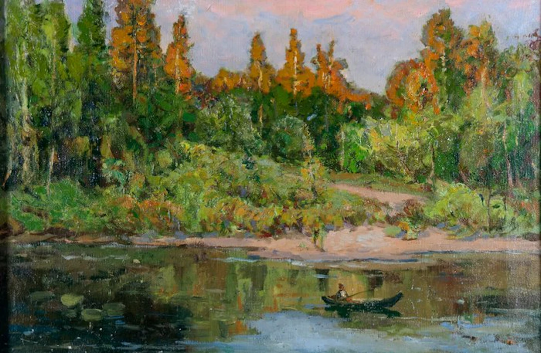 Scuola Russa (1925) (Andrei Ilech Pottapenko) - Paesaggio lacustre