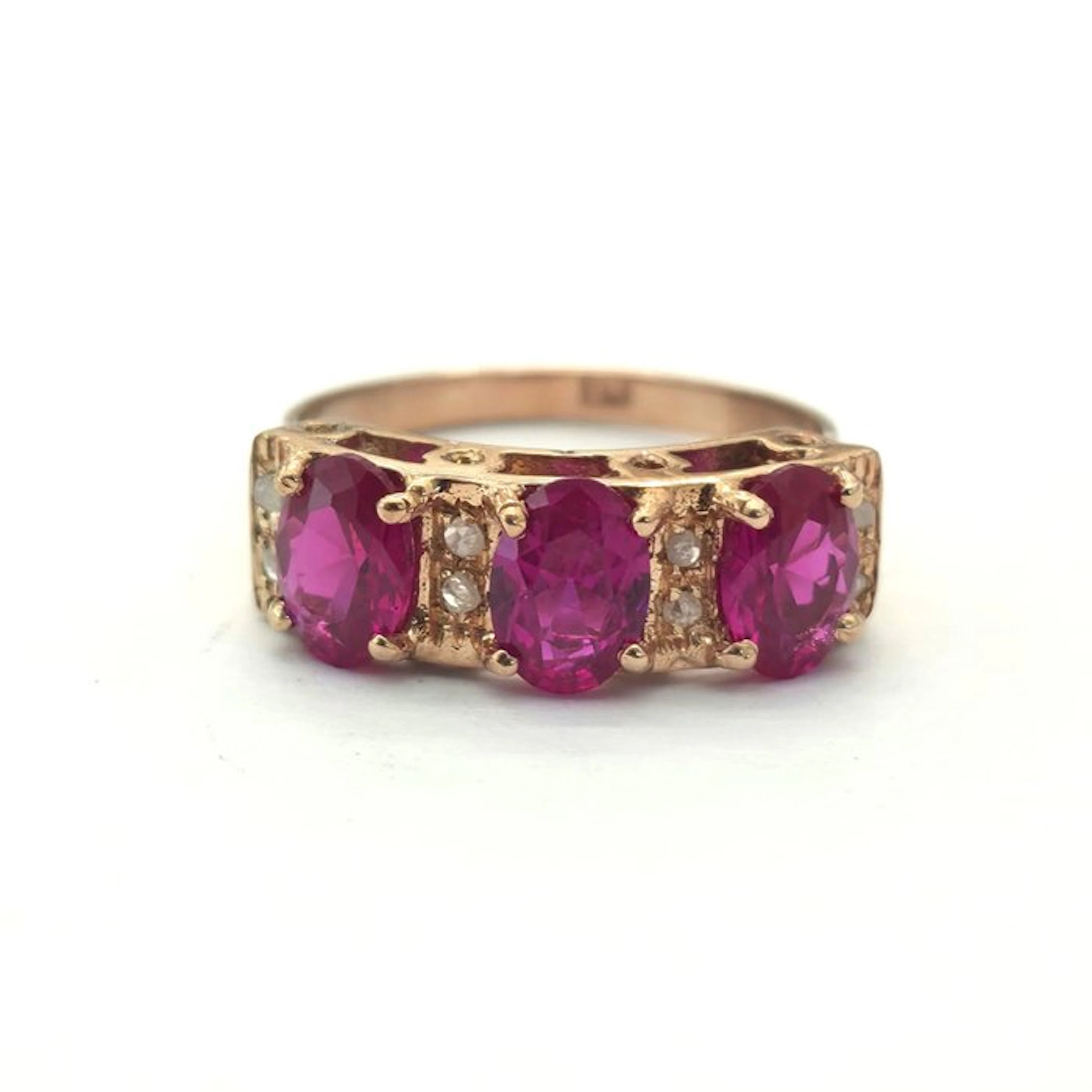 No reserve price - Ring - 9 kt. Rose gold, Silver Spinel - Diamond