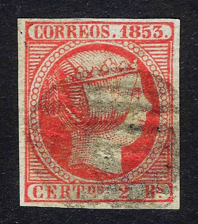 Spain 1853 - Isabel II 2r Bermellón - con certificado COMEX - Edifil Nº 19
