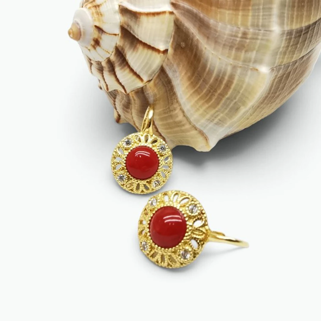 Coral - Silver - Earrings - Italian Craftsmanship
