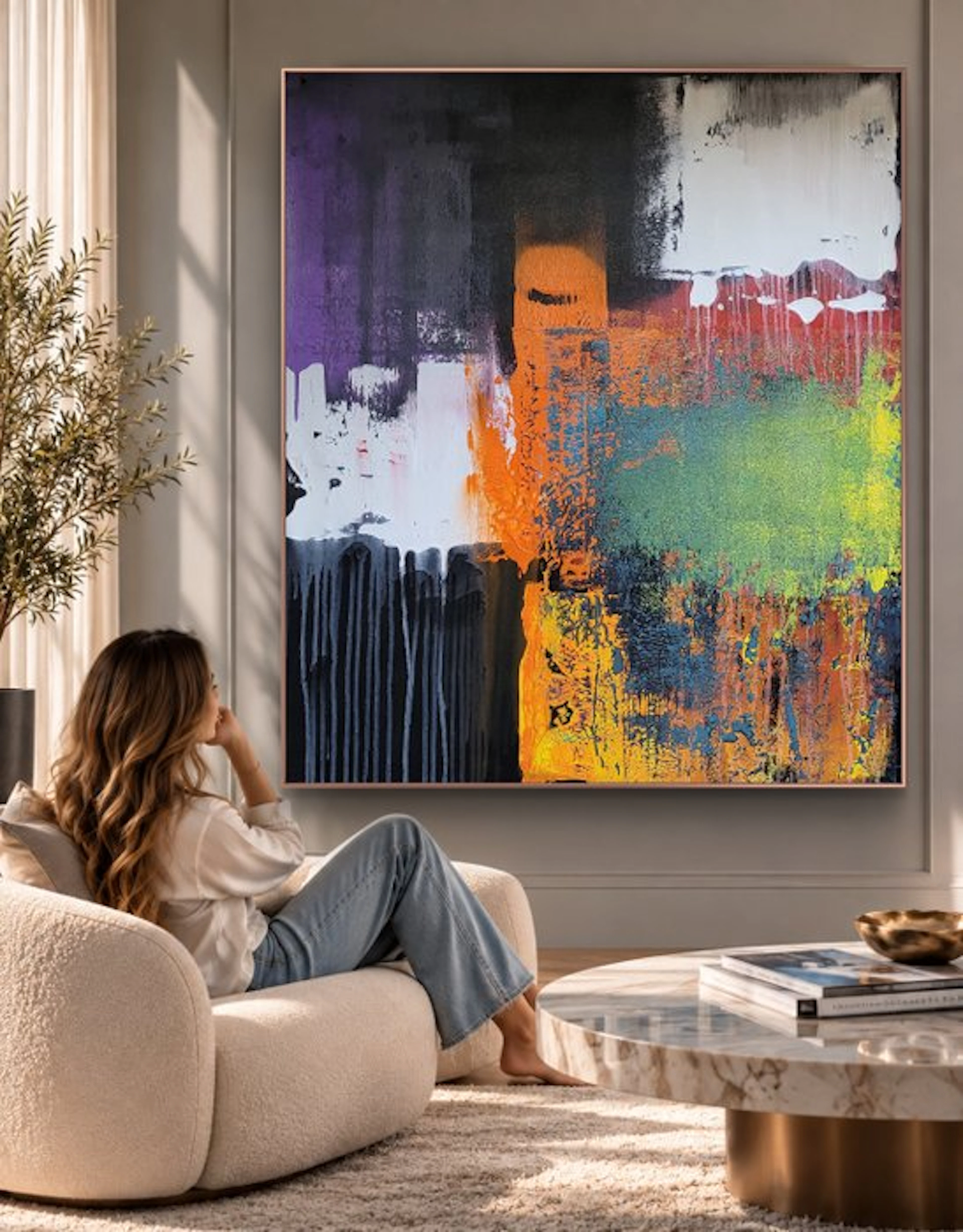 Lyora Art - COLOR FIELD FLOW No. 111 – (XL) Acrylic painting - Hand signed