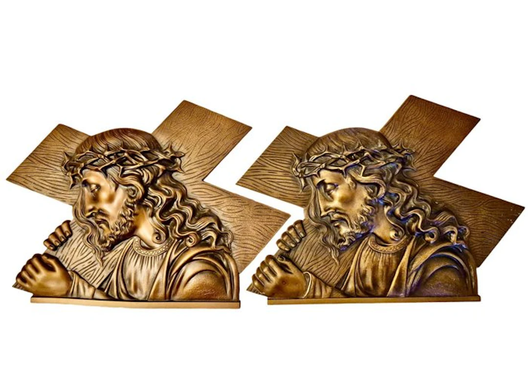M. Thomas - Pair of antique bronze reliefs - Stations of...