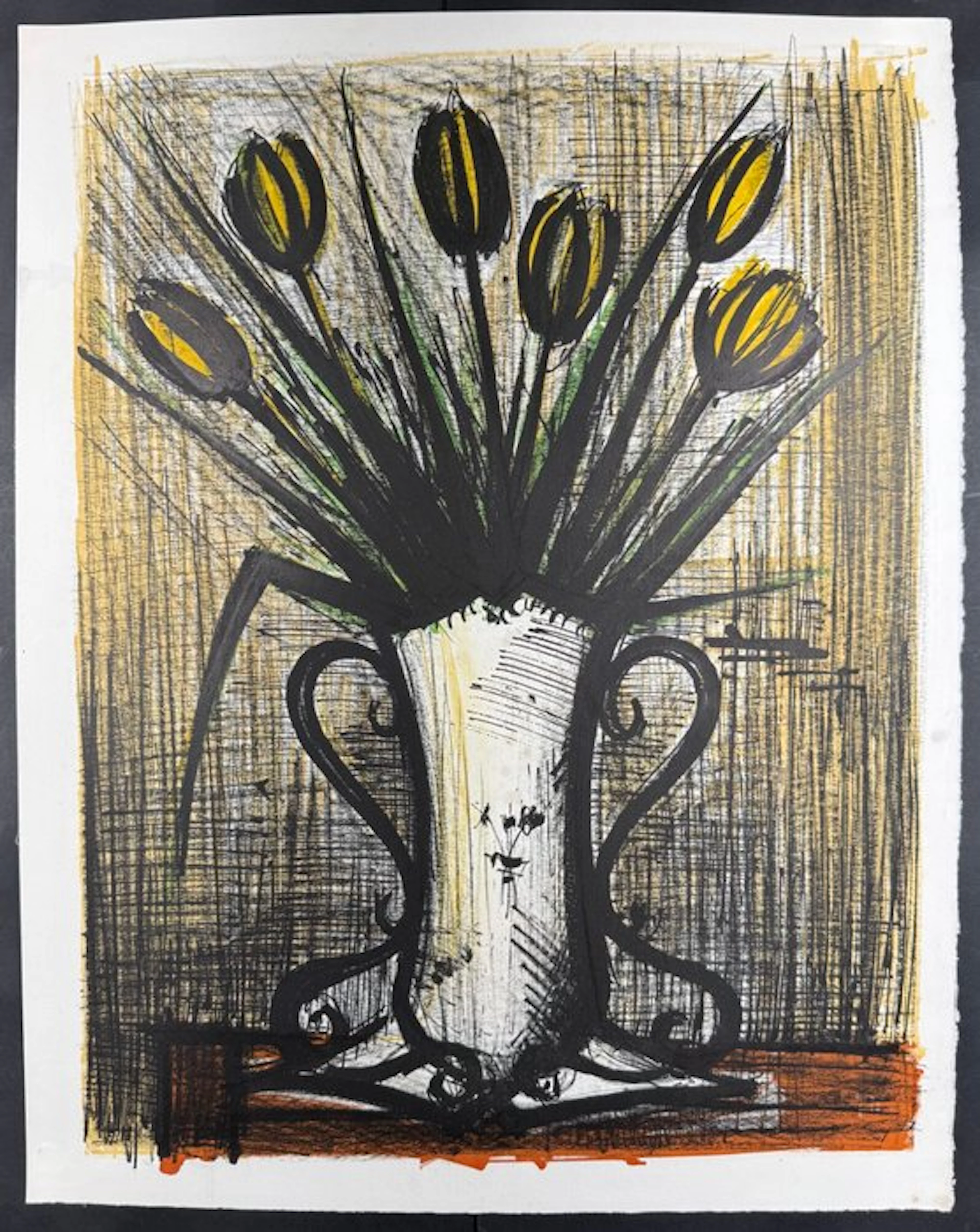 Bernard Buffet (1928-1999) - Le Vase de tulipes jaunes...