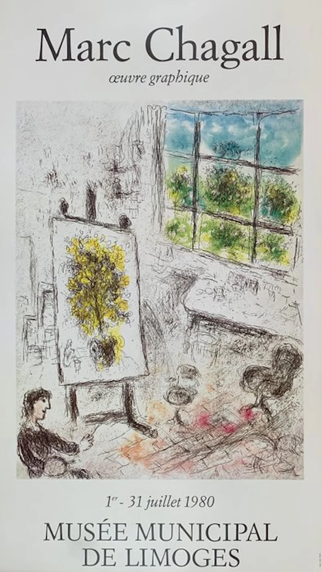 Marc Chagall (after) - Œuvre graphique - Rar Original Exhibition Print - 1980s
