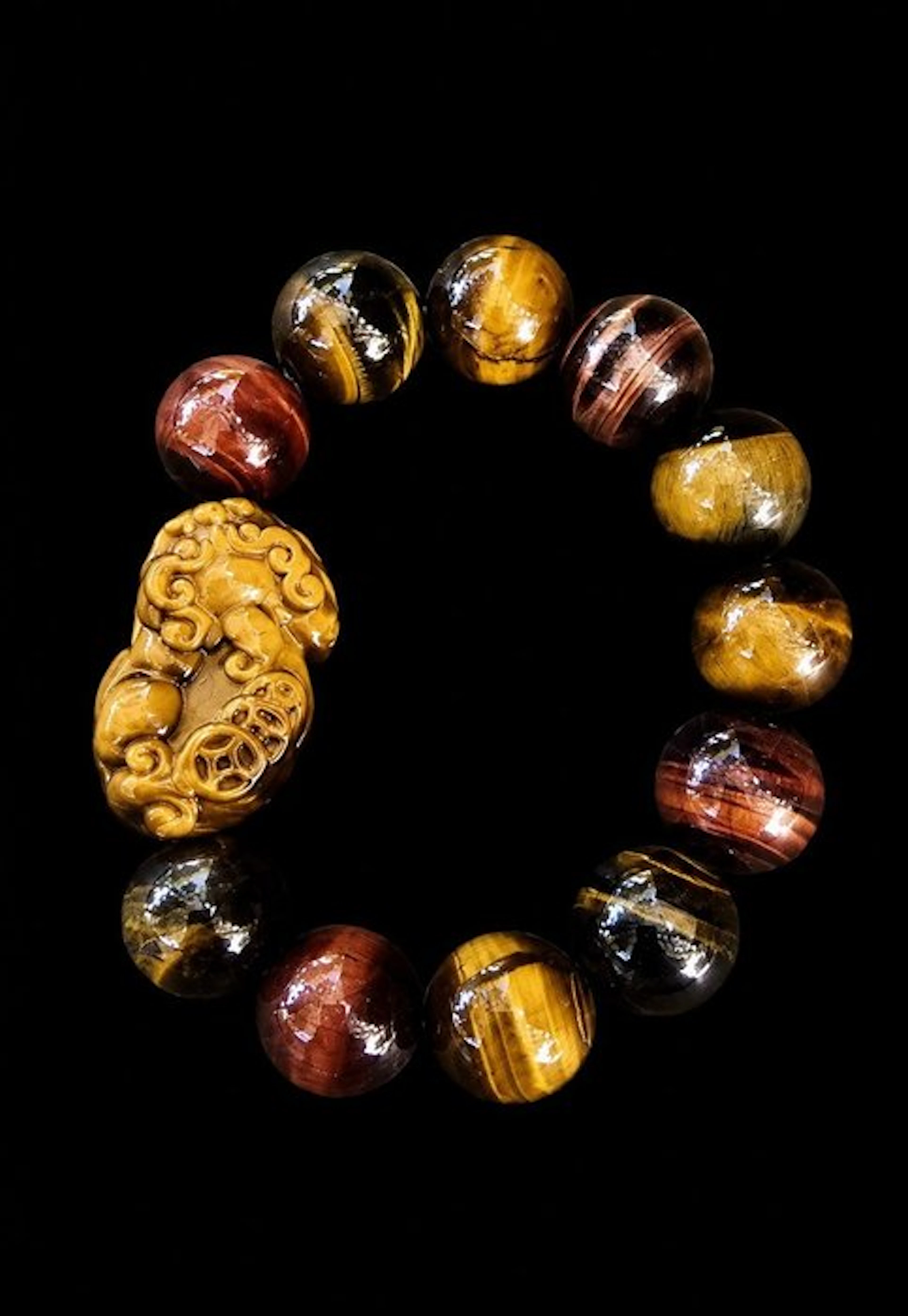 Premium Quality Multicolor Natural Tiger's Eye Pixiu...