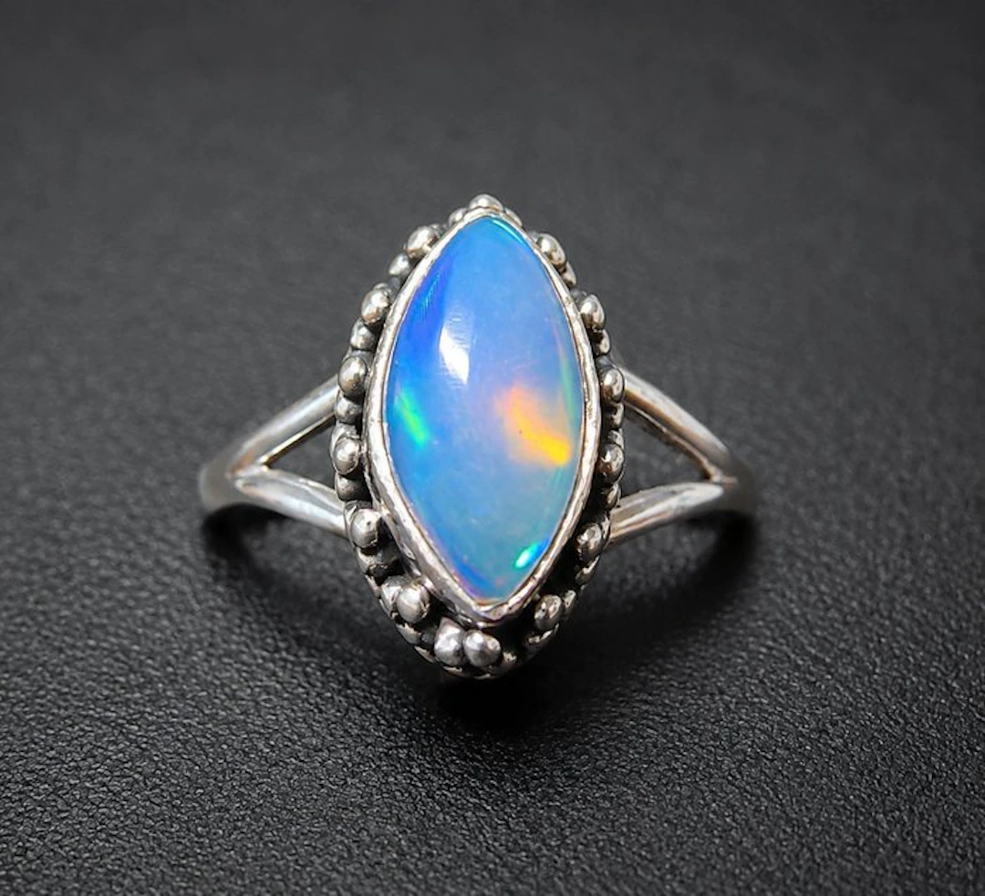 Sterling silver 925 ring with natural untreated Ethiopian...