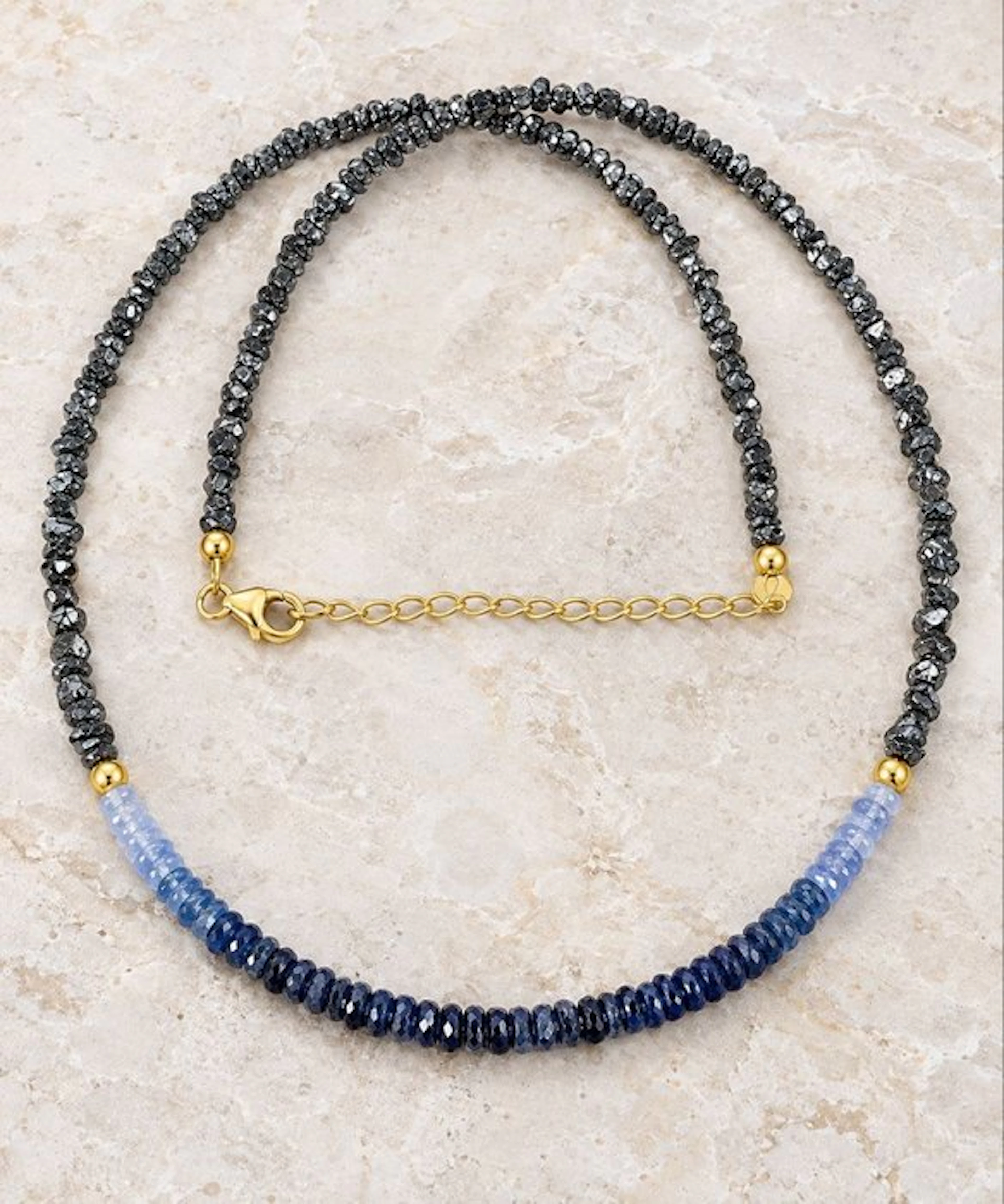 925 Silver Chain Necklace with Premium Black Diamond and...