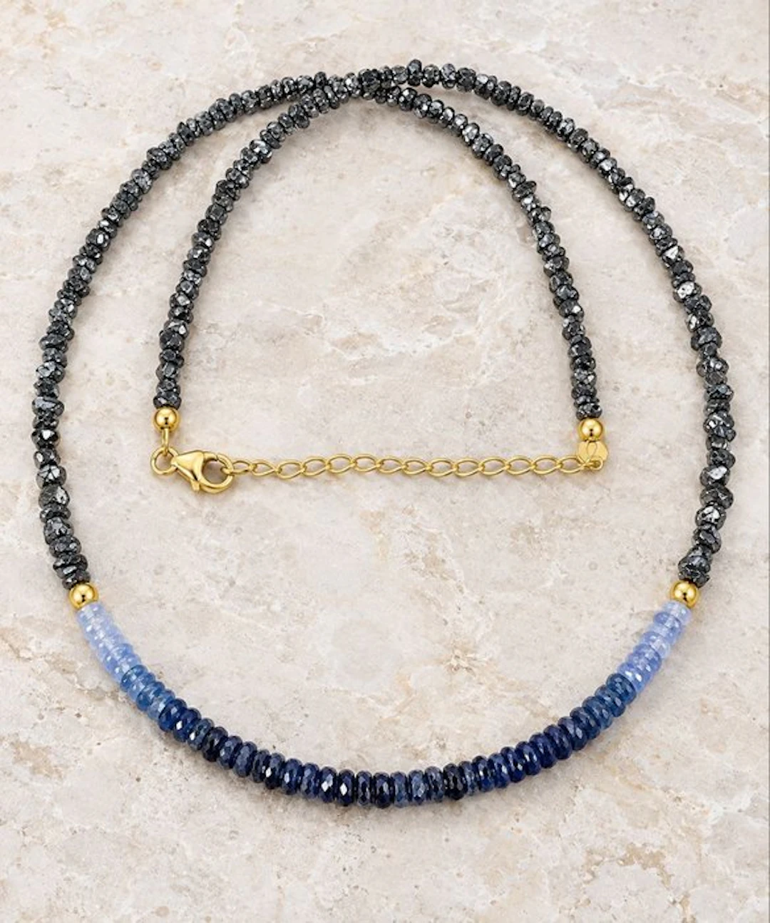 925 Silver Chain Necklace with Premium Black Diamond and...