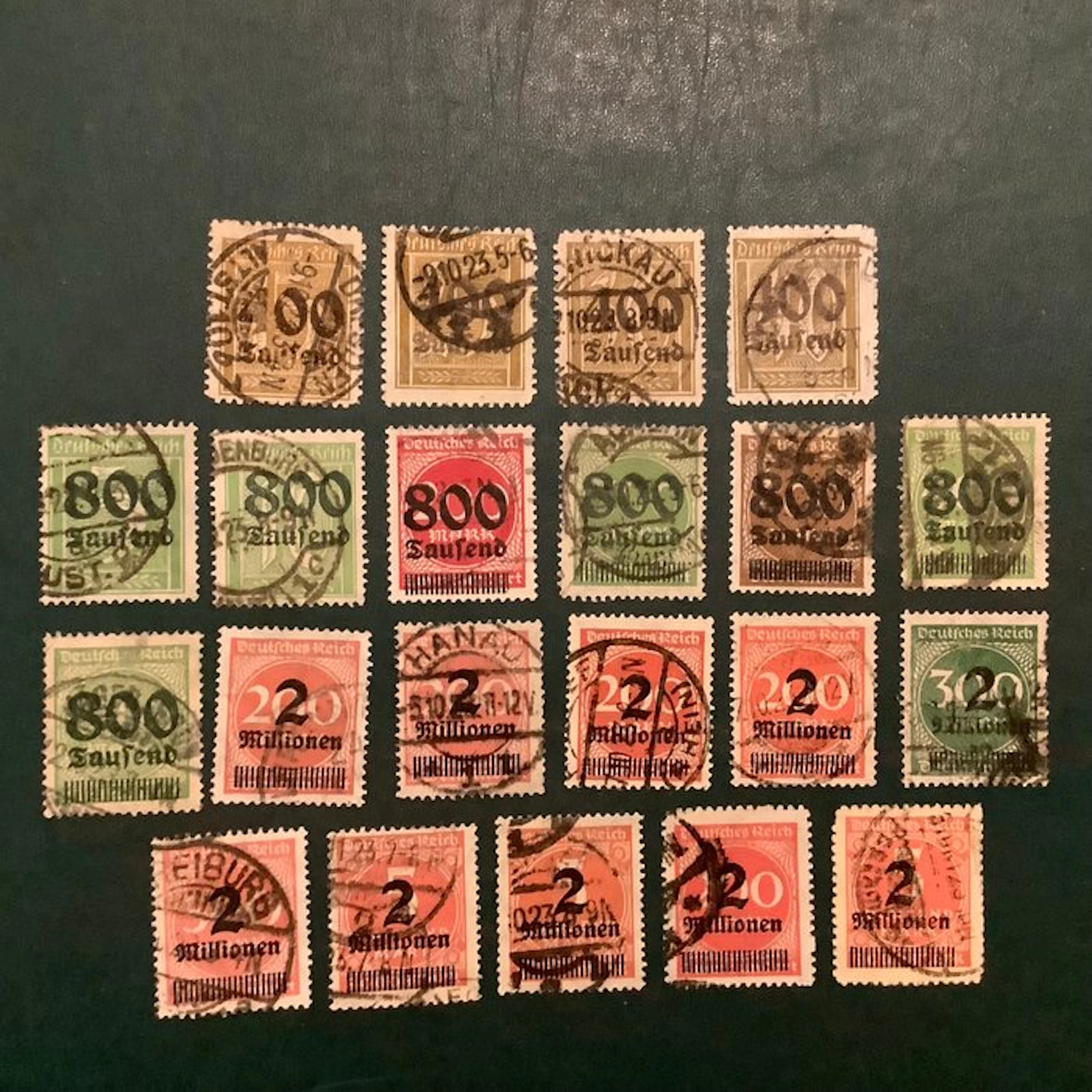 German Empire 1923 - Infla: three consecutive issuances...