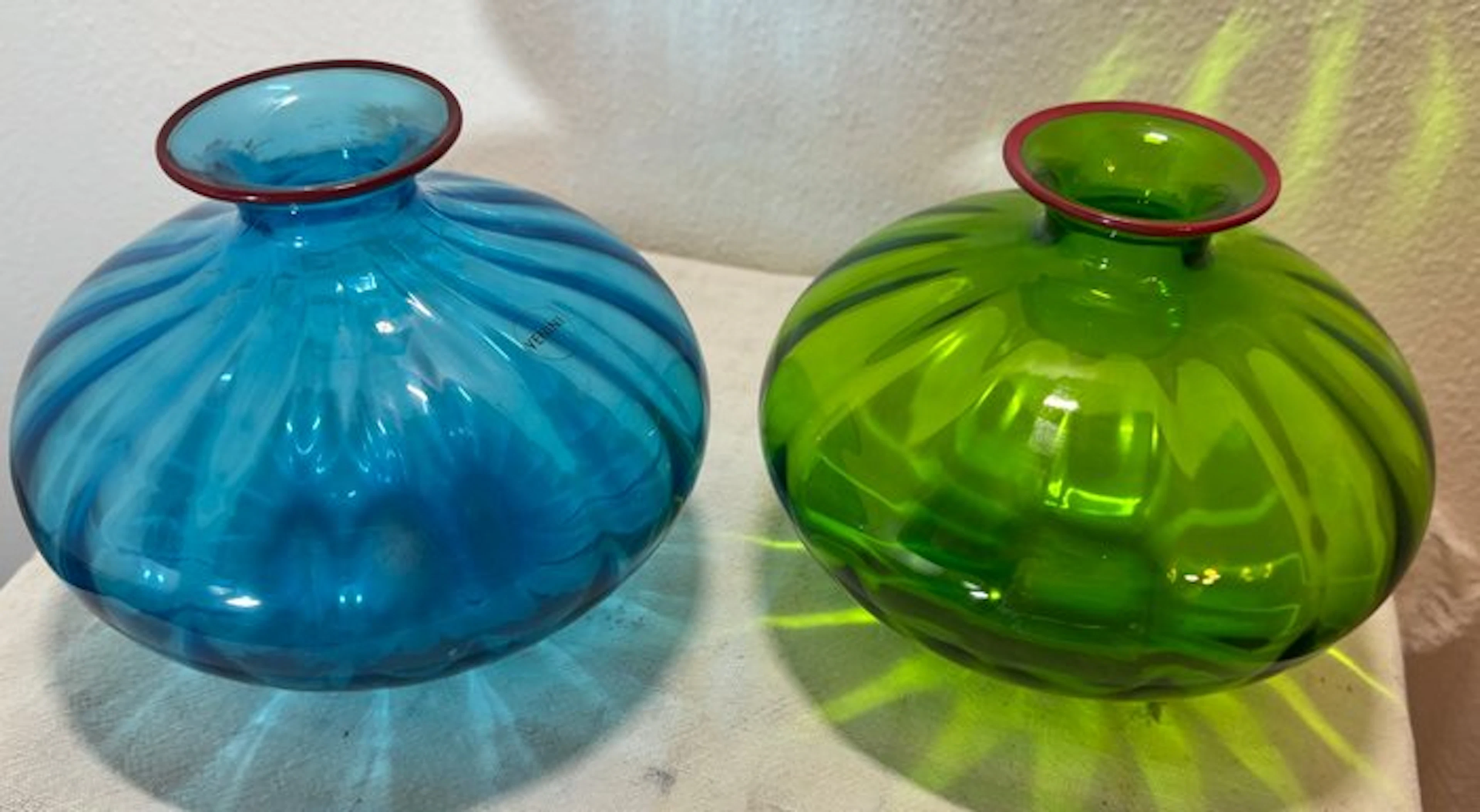 Venini - Single-flower vase (2) - Glass - Pair of single-flower vases