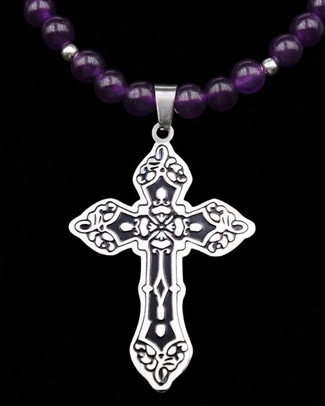 Baroque Cross Necklace – Amethyst – The Treasury of...