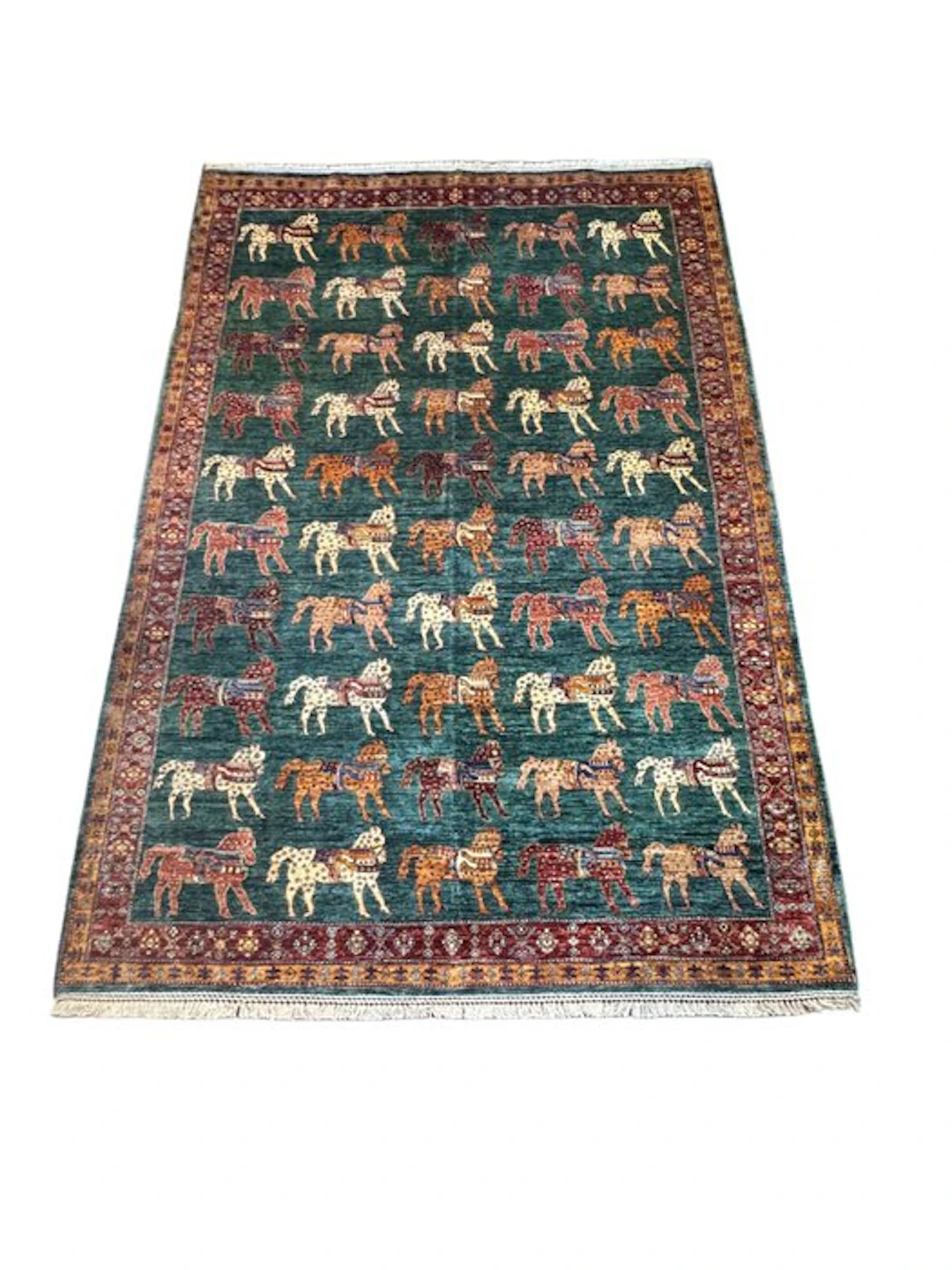 afghan artists - Afghan - Carpet - 300 cm - 200 cm - The Afghan horse carpets