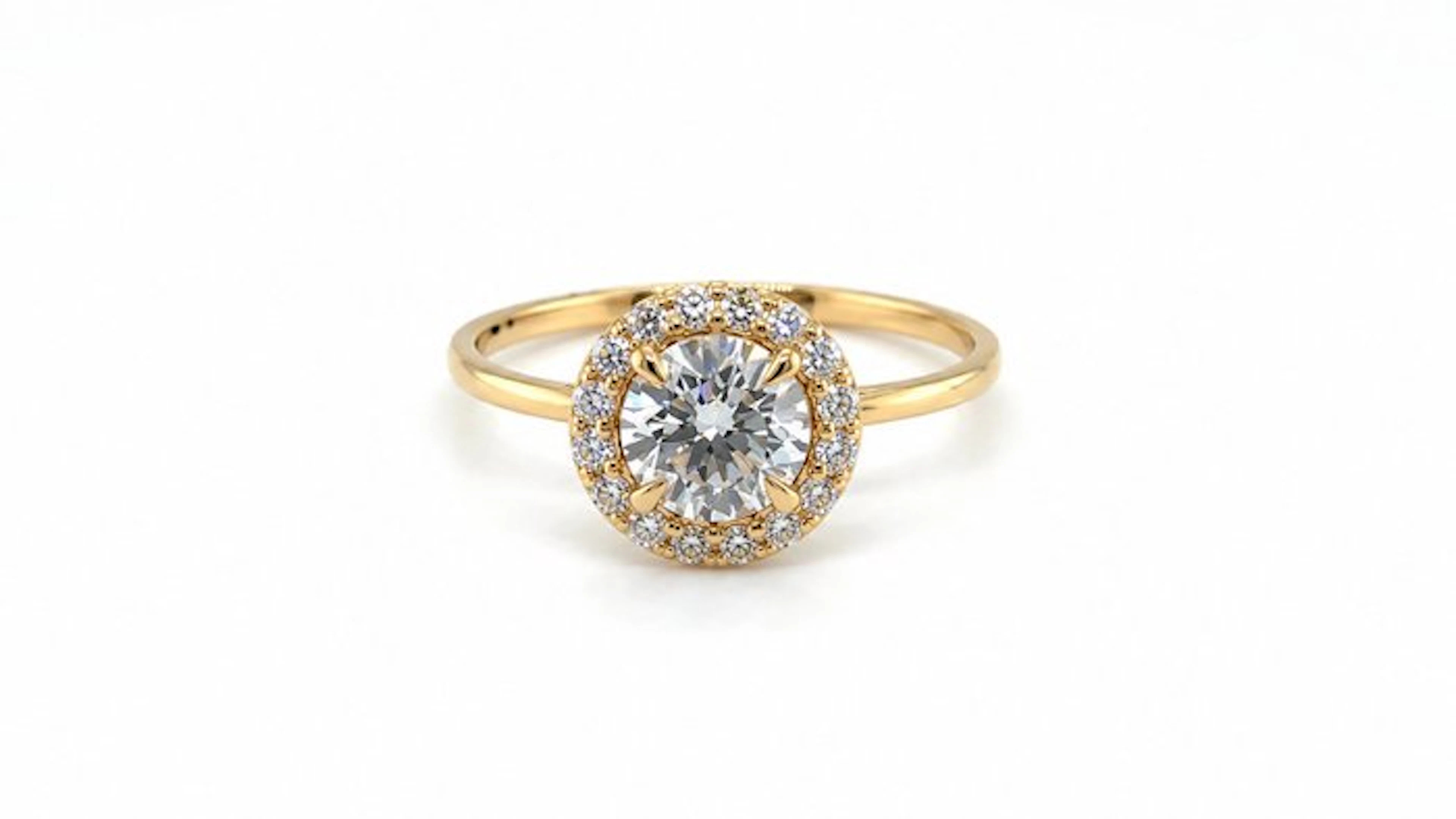 No reserve price - Ring - 14 kt. Yellow gold - 1.10ct. tw. Diamond (Lab-grown)