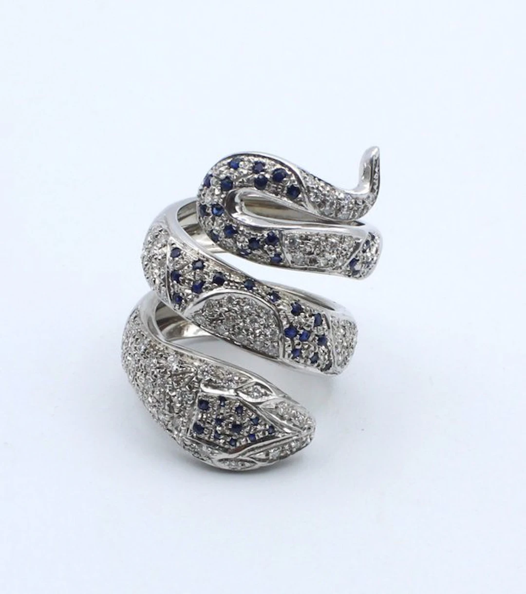 Ring - 18 kt. White gold Diamond (Natural coloured) - Sapphire