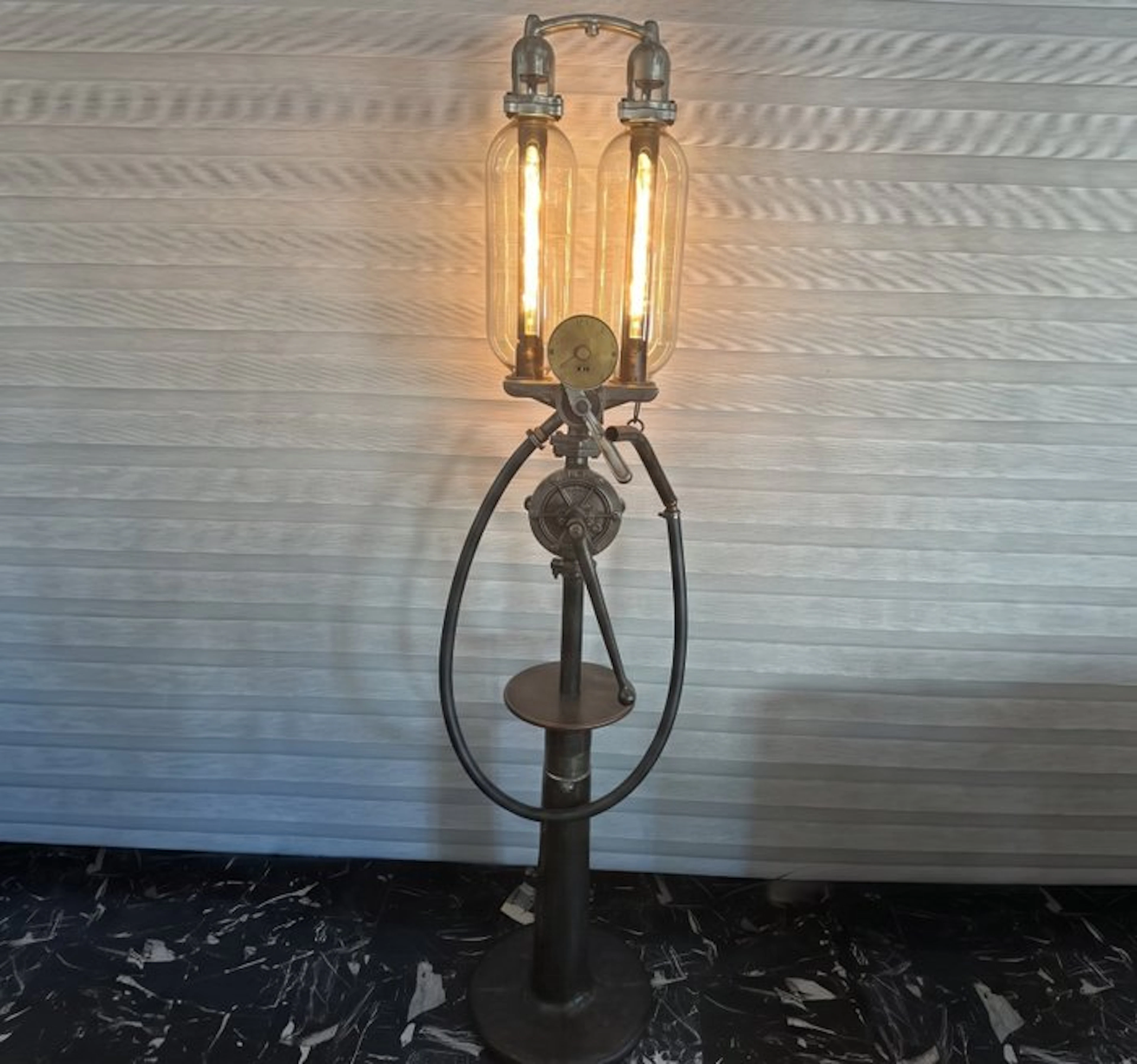 Lamp - Metal, Glass, Brass - Japy fuel pump