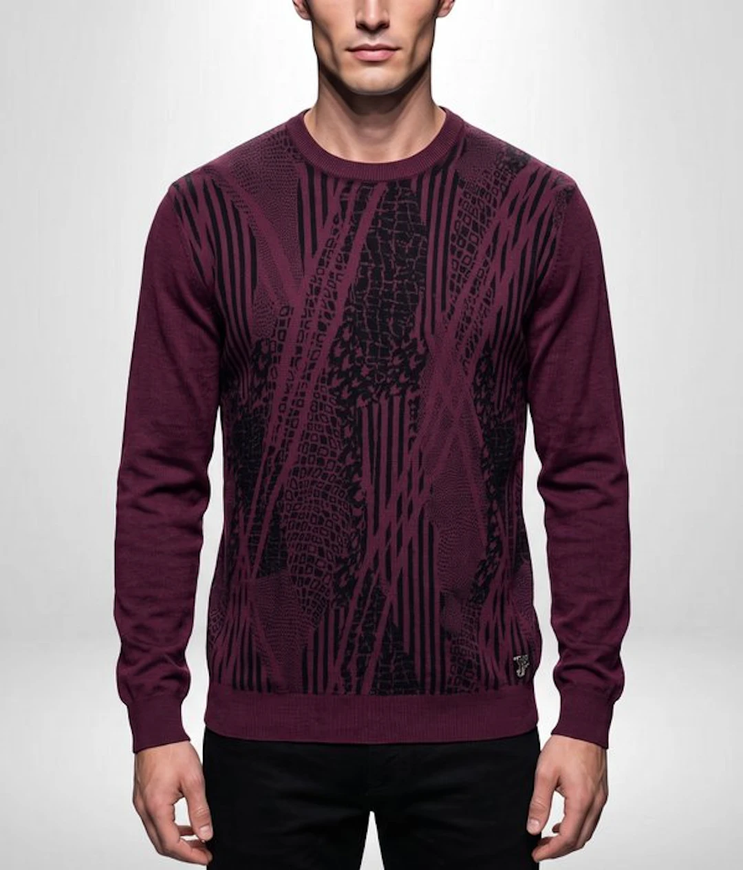 VERSACE Luxury Exclusive Premium Sweater Wool Silver V Collection Tg