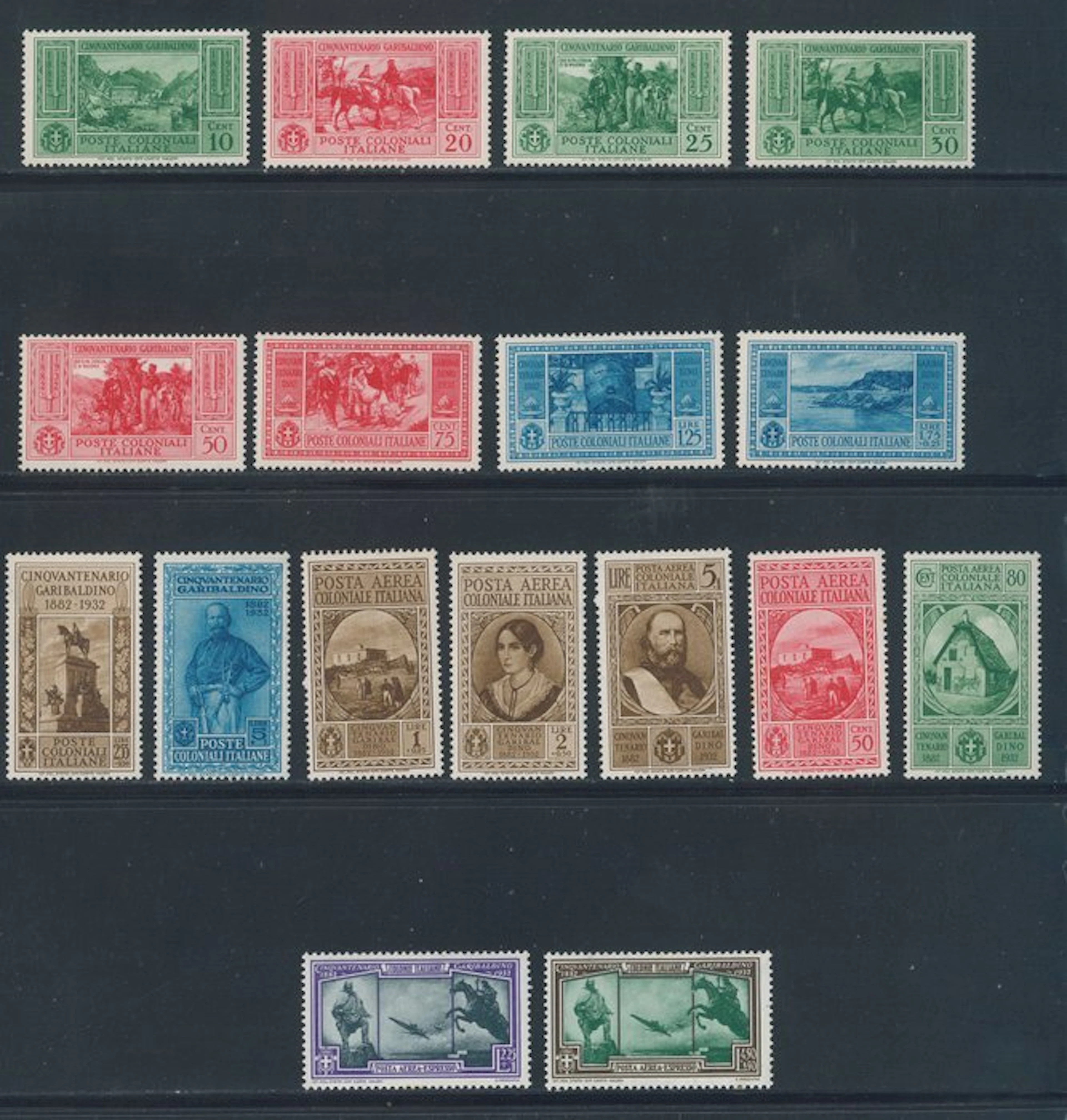 Italy - Colonies (general issues) - Garibaldi, complete series no. 1/10 + P.A.