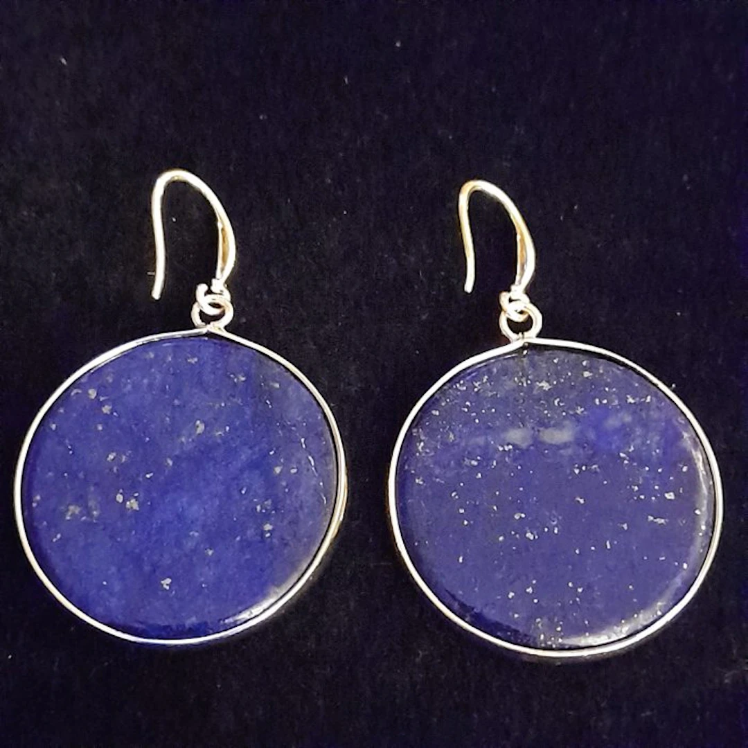 Lapis lazuli - Beautiful natural lapis lazuli round earrings - Earrings
