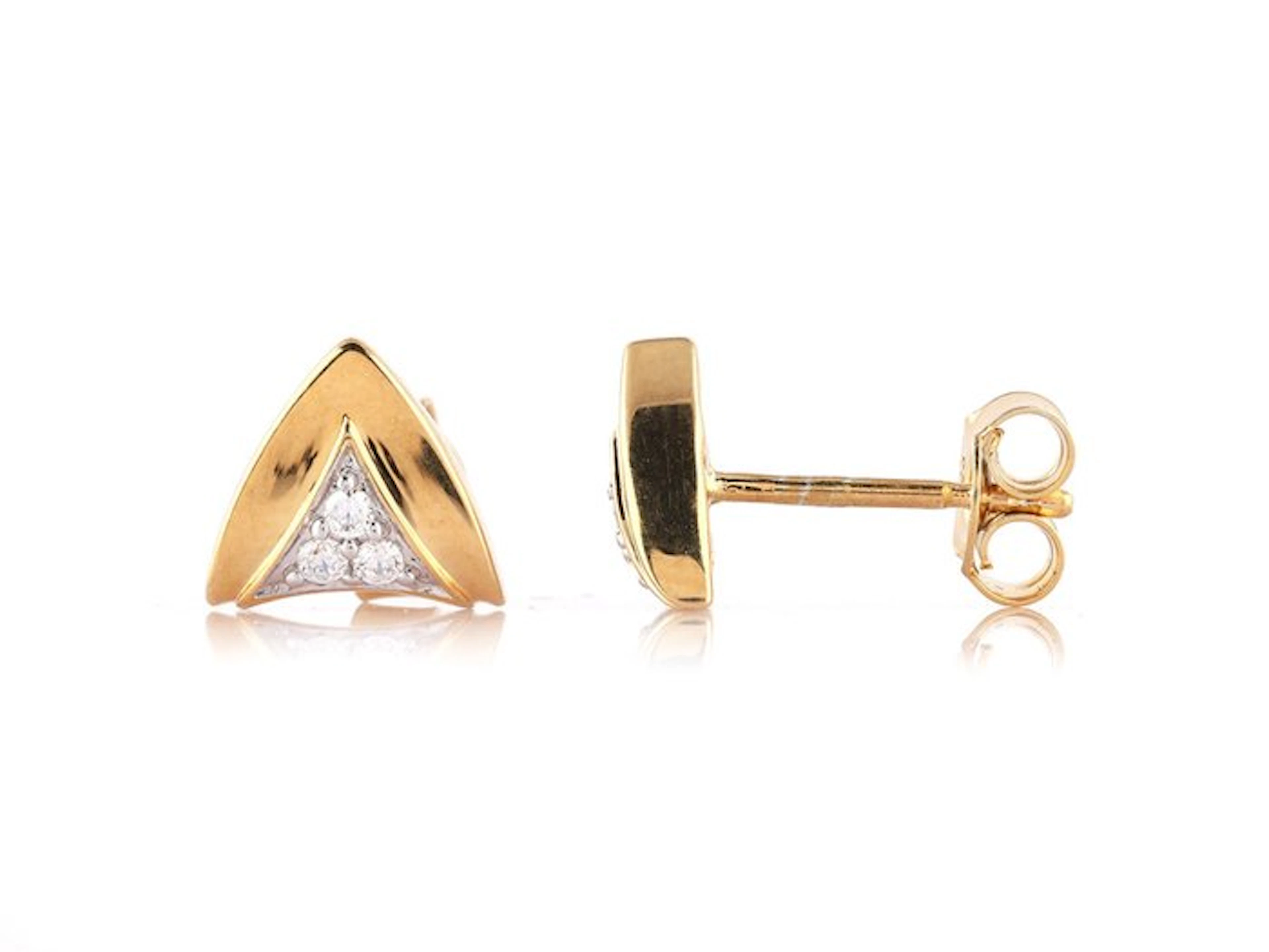 No reserve price - Earrings - 14 kt. Yellow gold - 0.06ct. tw. Diamond