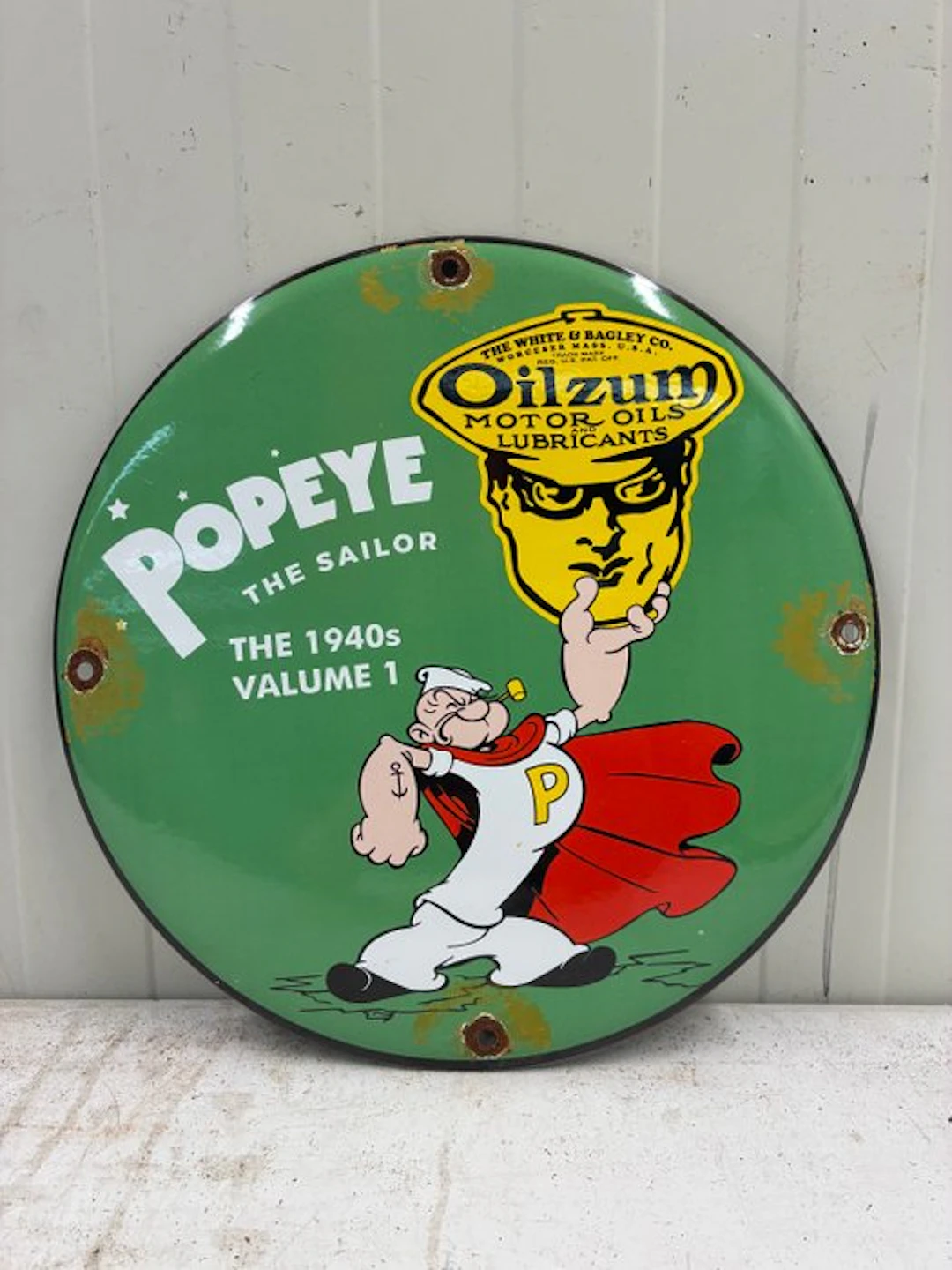 Oilzum – Enamel advertising board – Popeye variant –...