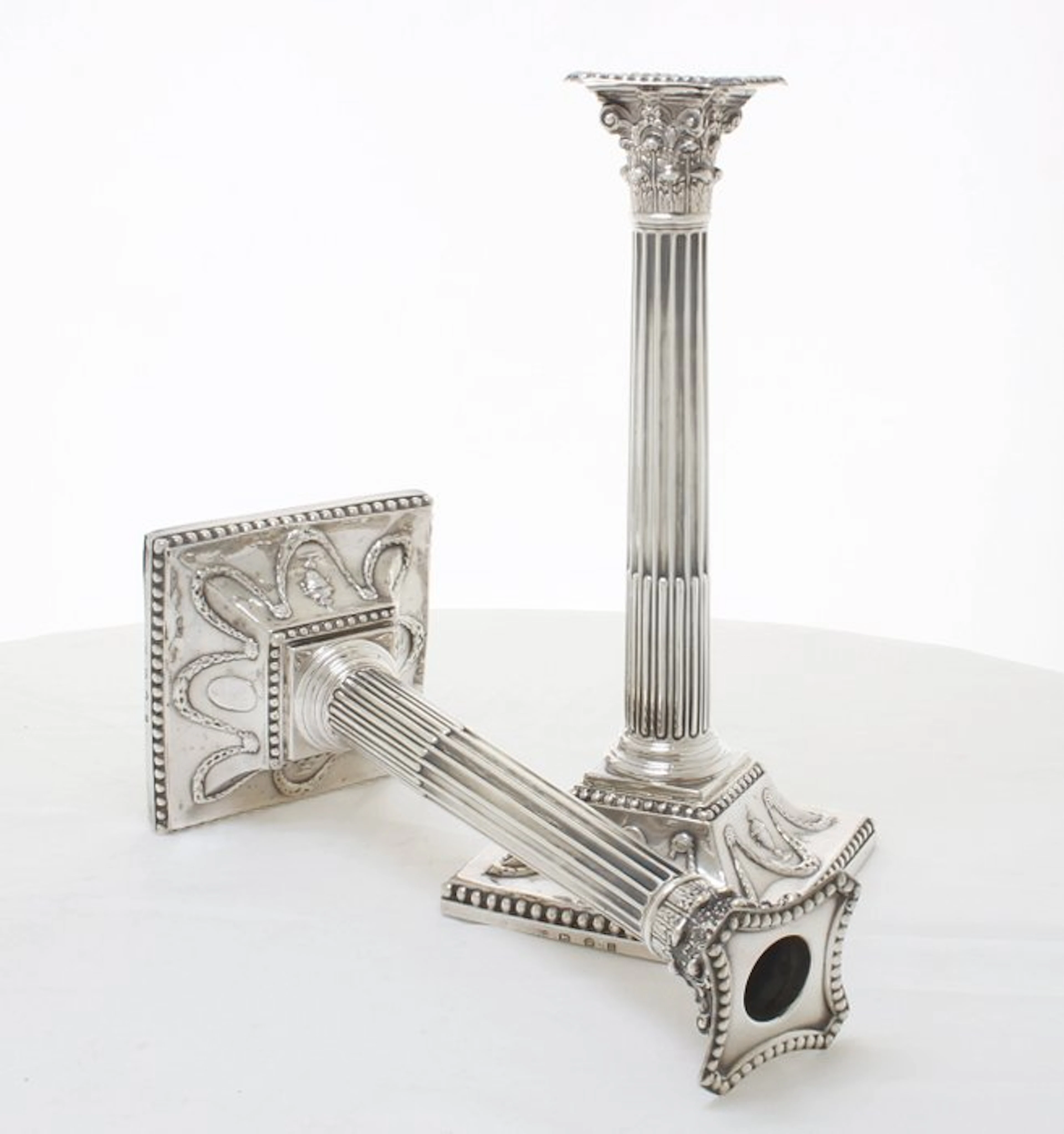John Winter & co, 1776 - Candlestick (2) - .925 silver - 28 cm H, 250 years old