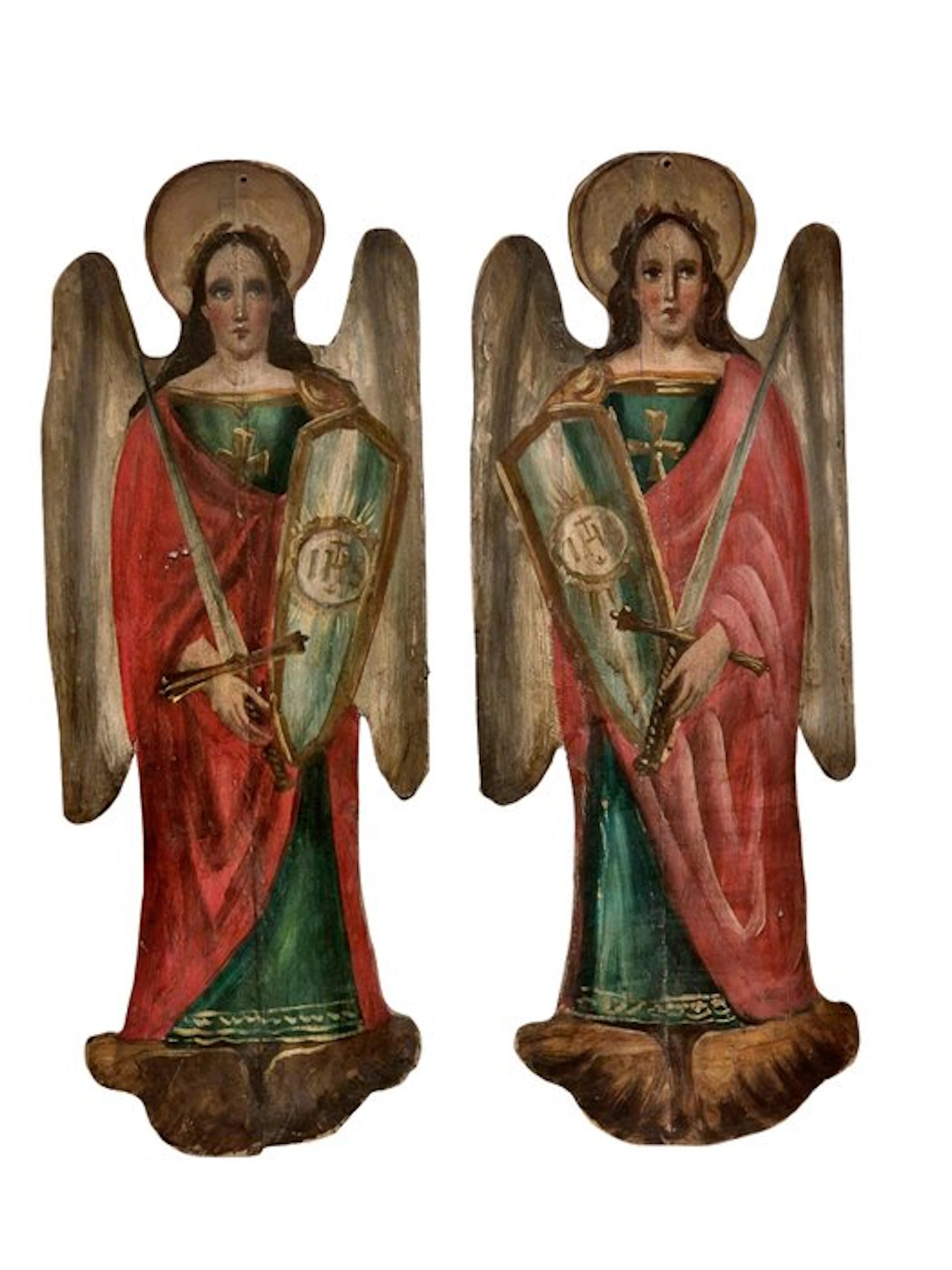 Pair of decorative panels oil-painted - Arcangeli - 74 cm (2) - Wood