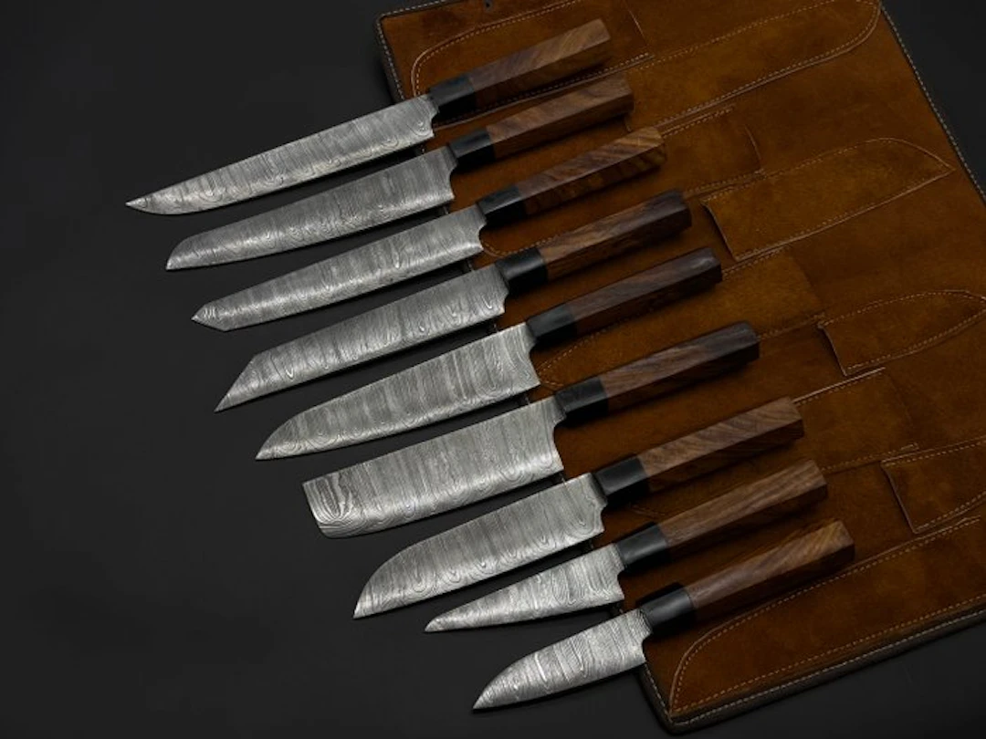 Japanese Style Kitchen Knife SET With Leather BAG...