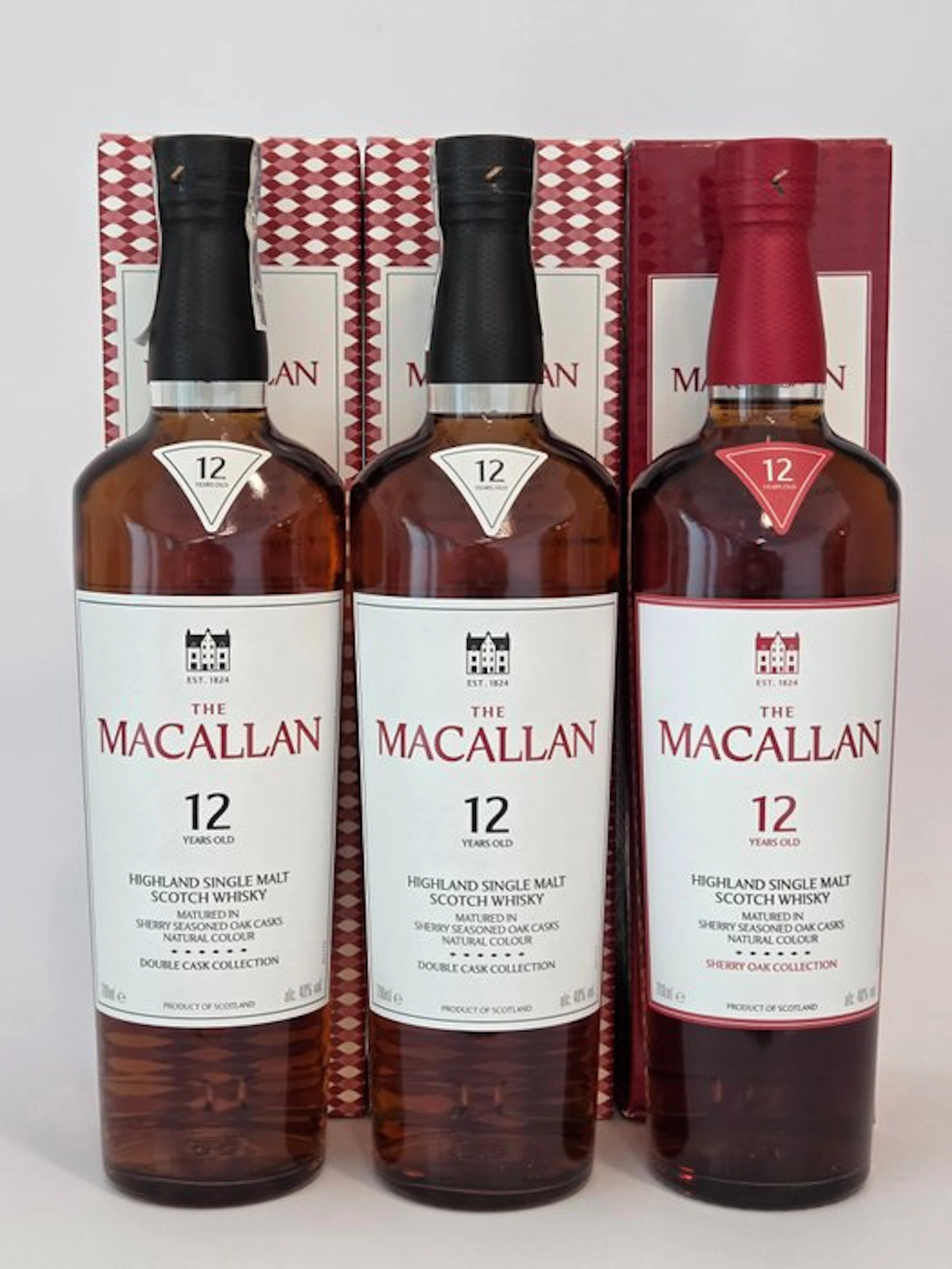 Macallan 12yo Double Cask & 12yo Sherry Oak Collection - 700ml - 3 bottles