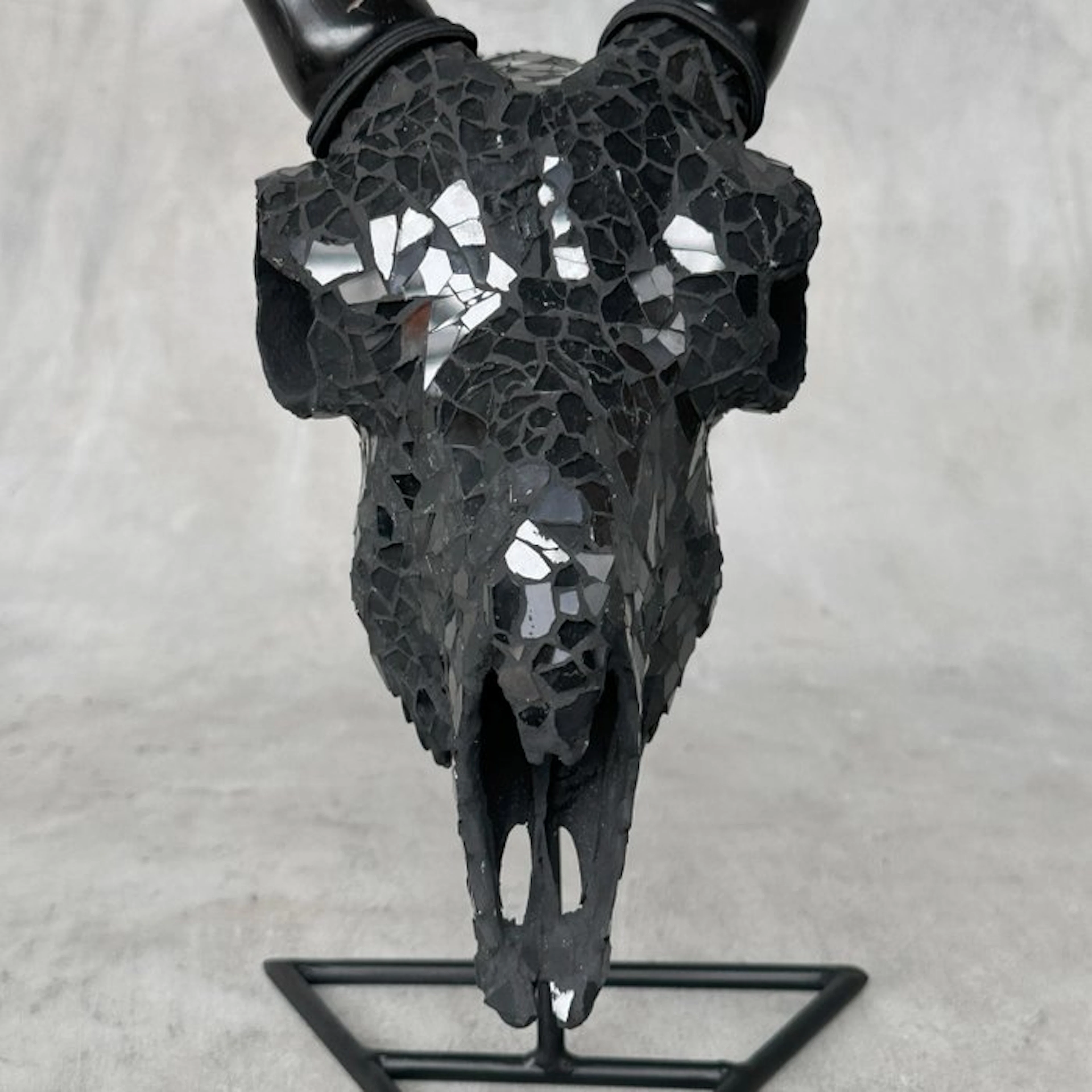 NO RESERVE PRICE - Authentic Gold Mosaic Goat Skull with...