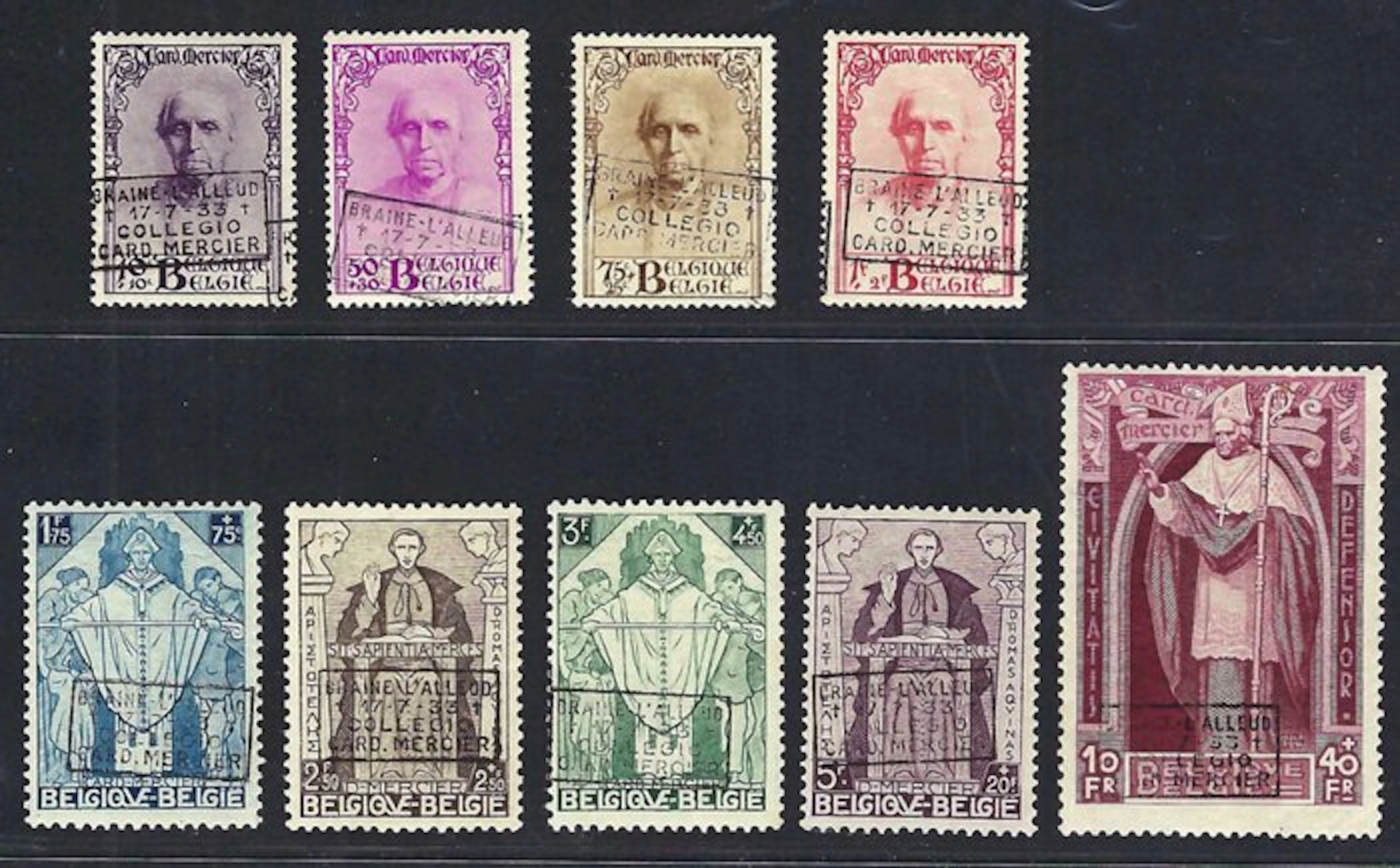 Belgium 1933 - The Cardinal Mercier series with overprint...