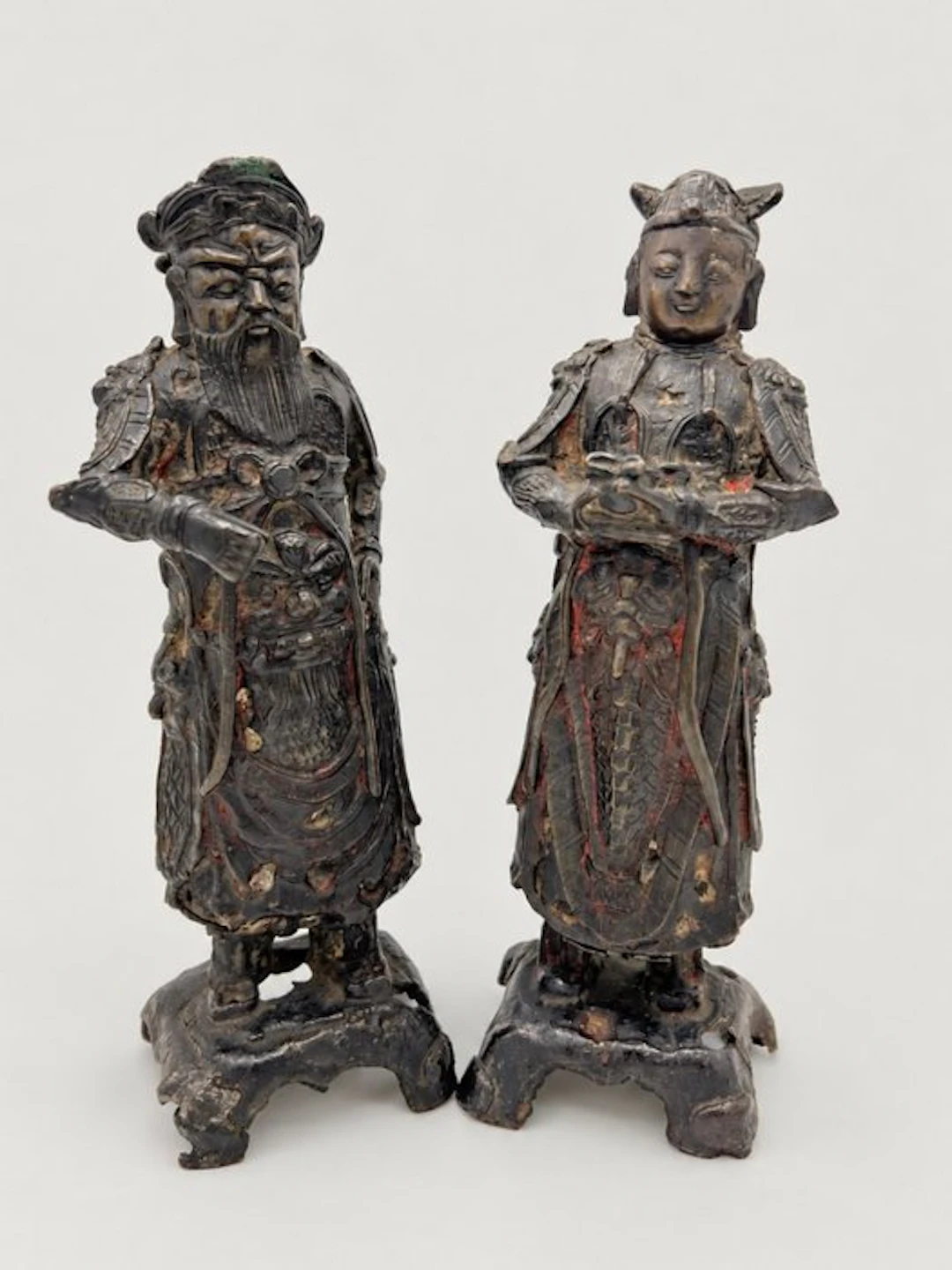 A rare pair of Chinese Templar guardians in lacquered...