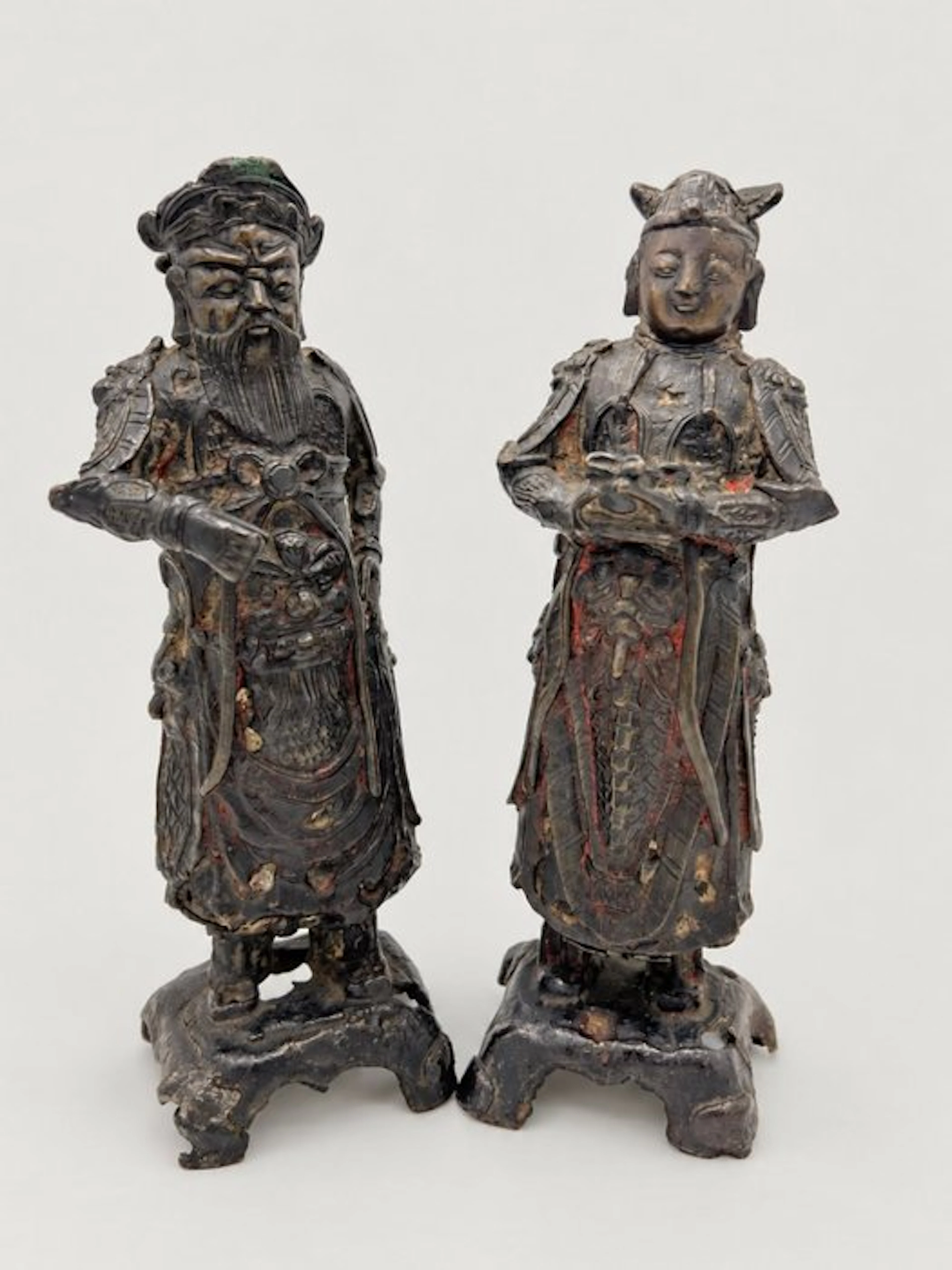 A rare pair of Chinese Templar guardians in lacquered...