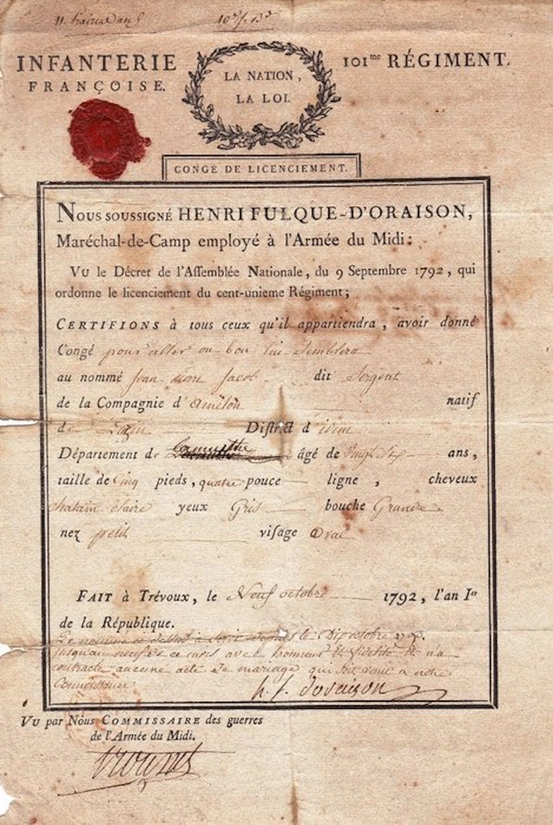 [Revolution Française] Général Henri Fulque d'Oraison...