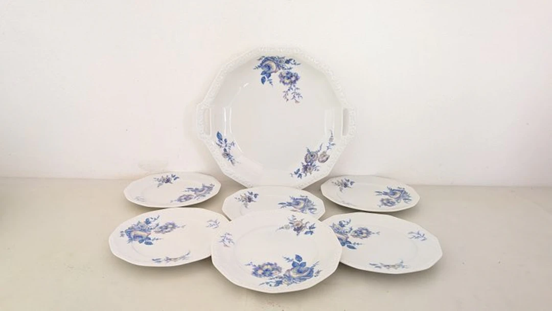 Rosenthal - Table service for 6 (7) - Blue Rose - Porcelain - Marie