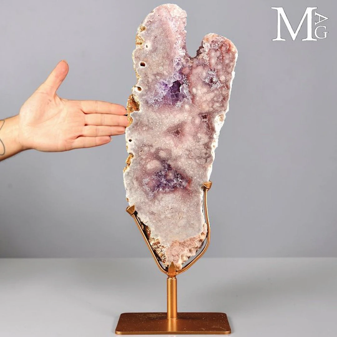 Exquisite Pastel Pink Amethyst Slice Polished Geode...
