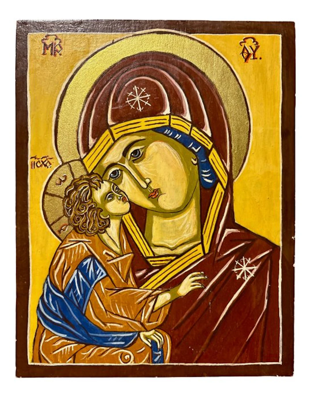 Icon - Mother of God - Wood - Hand-painted - 21 x 27 cm