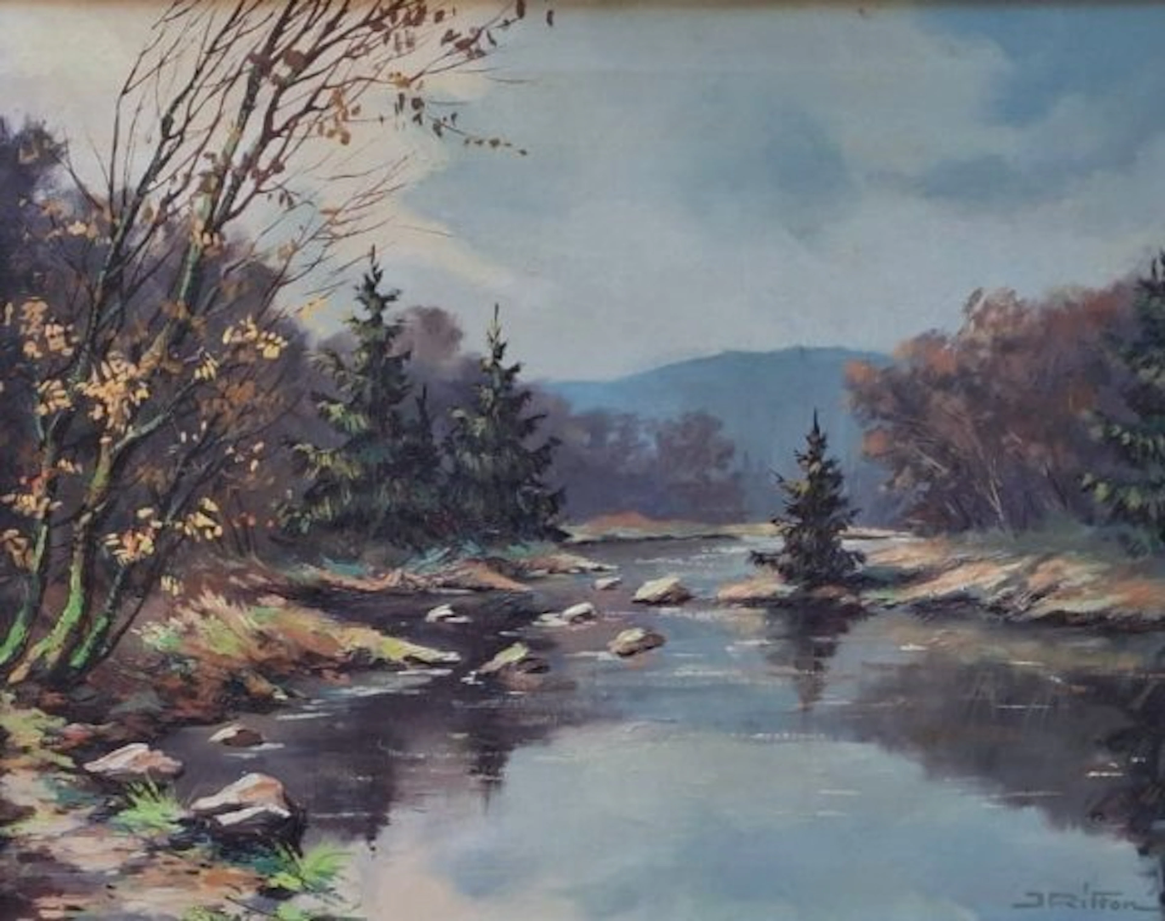 Jacques Riffon (XX) - Ruisseau en Haute-Ardenne à l'automne