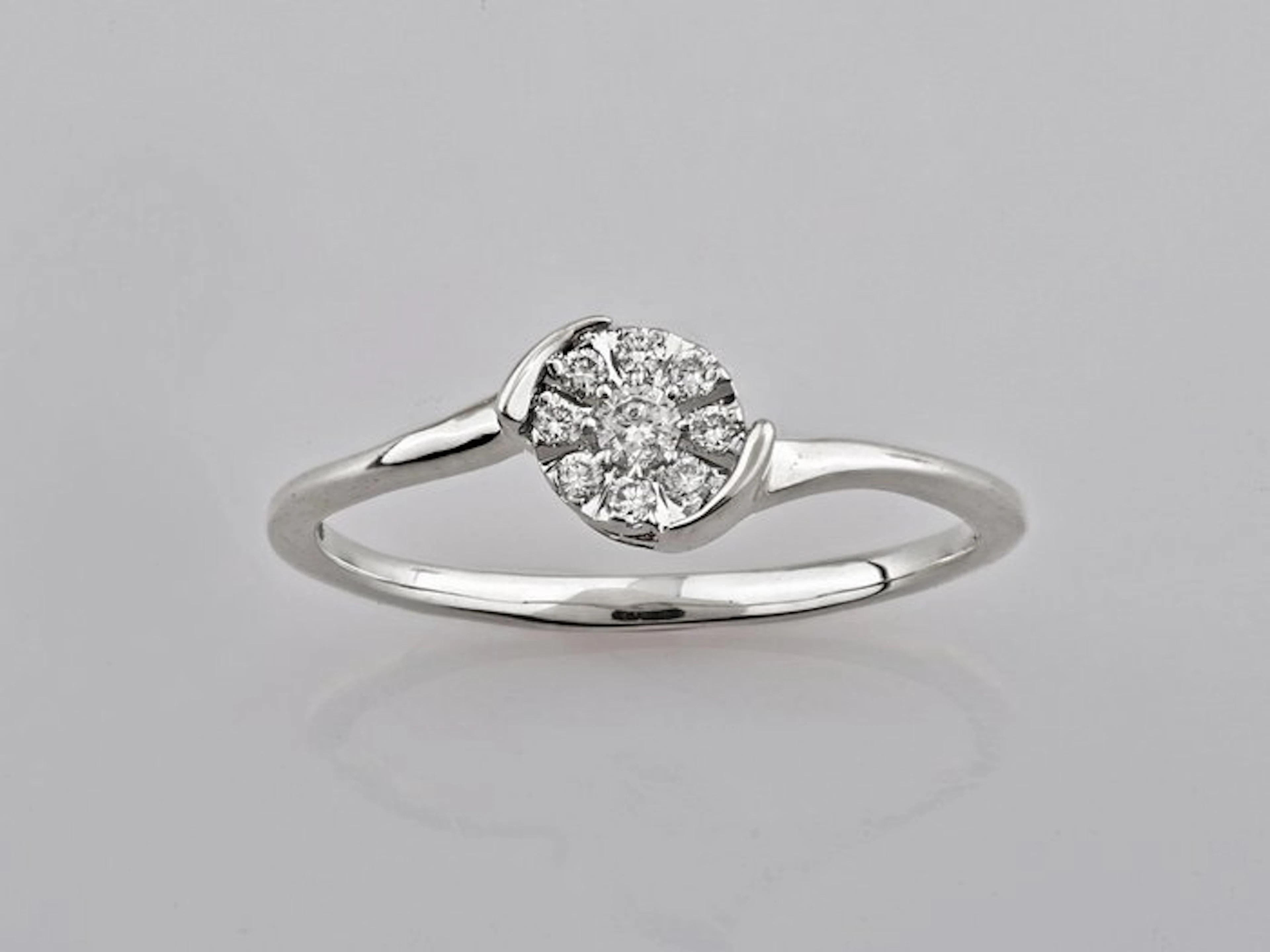 Ring - 14 kt. White gold - 0.12ct. tw. Diamond (Natural)