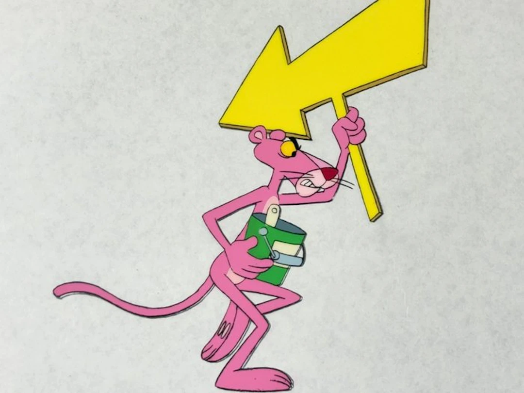 Friz Freleng - Original animation cel and drawing of Pink...