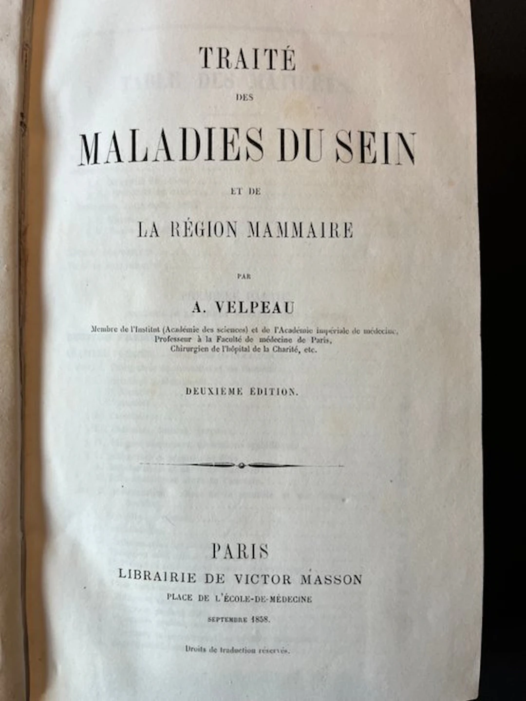 A. Velpeau - Traité des maladies du sein et de la région...